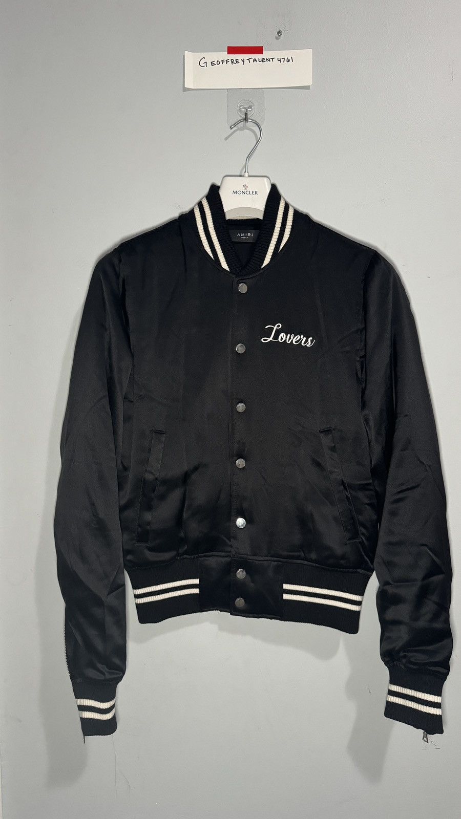 Amiri AMIRI “Lovers” Satin Varsity Jacket - Black - Size Medium Size US M / EU 48-50 / 2 - 1 Thumbnail