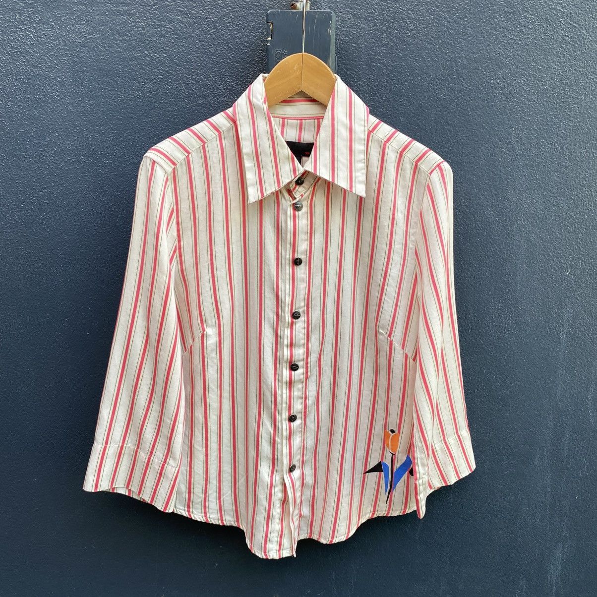 Diesel DIESEL White Striped Snap-Button Shirt Size S / US 4 / IT 40 - 1 Thumbnail