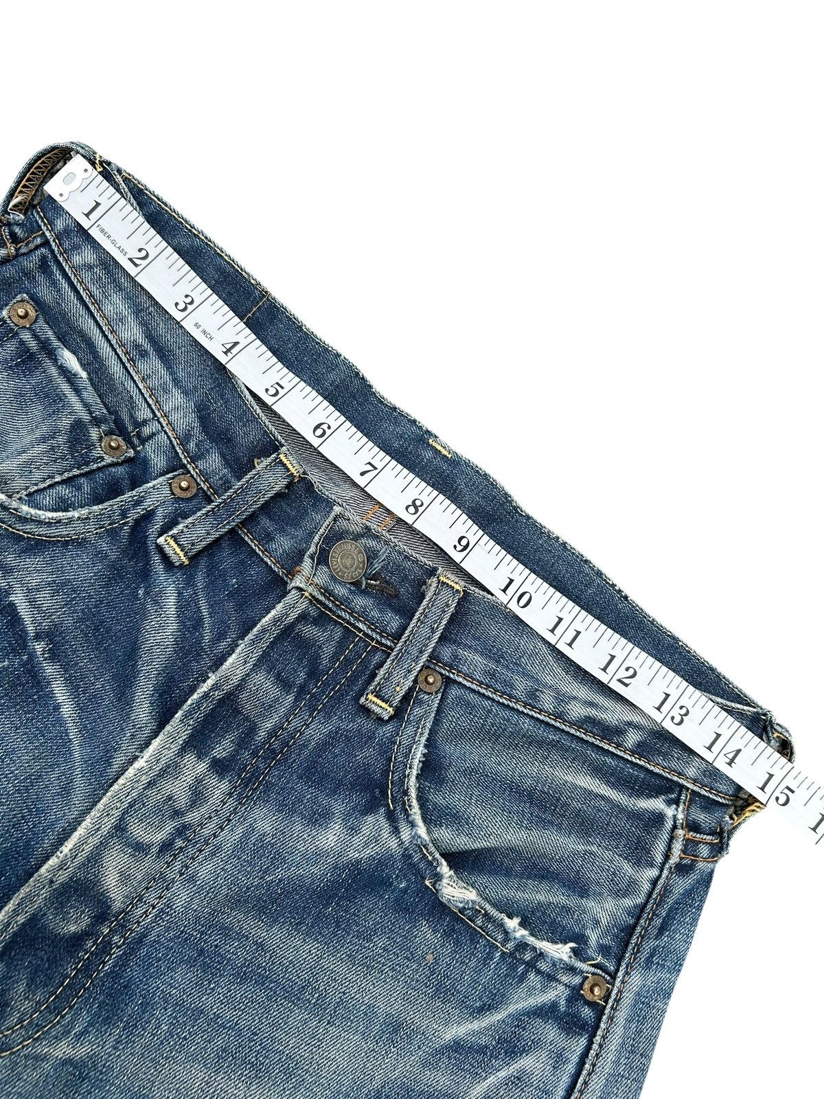 Kapital VINTAGE LEVIS BIG E SELVEDGE THRASHED DENIM JEANS Size US 29 - 20 Thumbnail