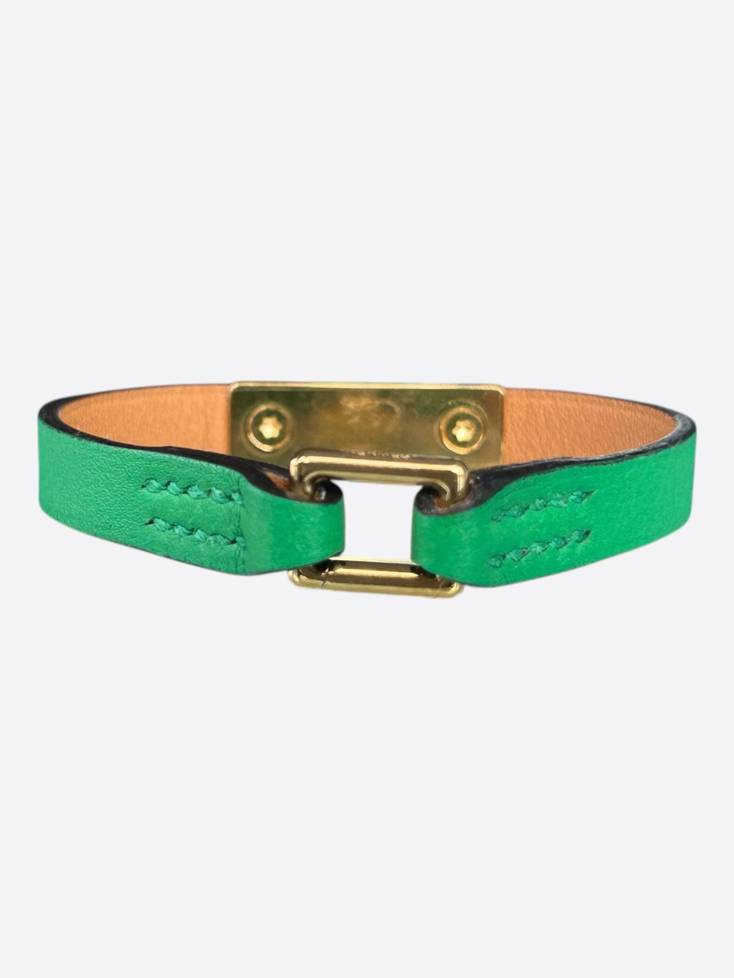 Hermes Hermes Green Swift & Gold Hardware Mini Rivale Bracelet Size ONE SIZE - 2 Thumbnail