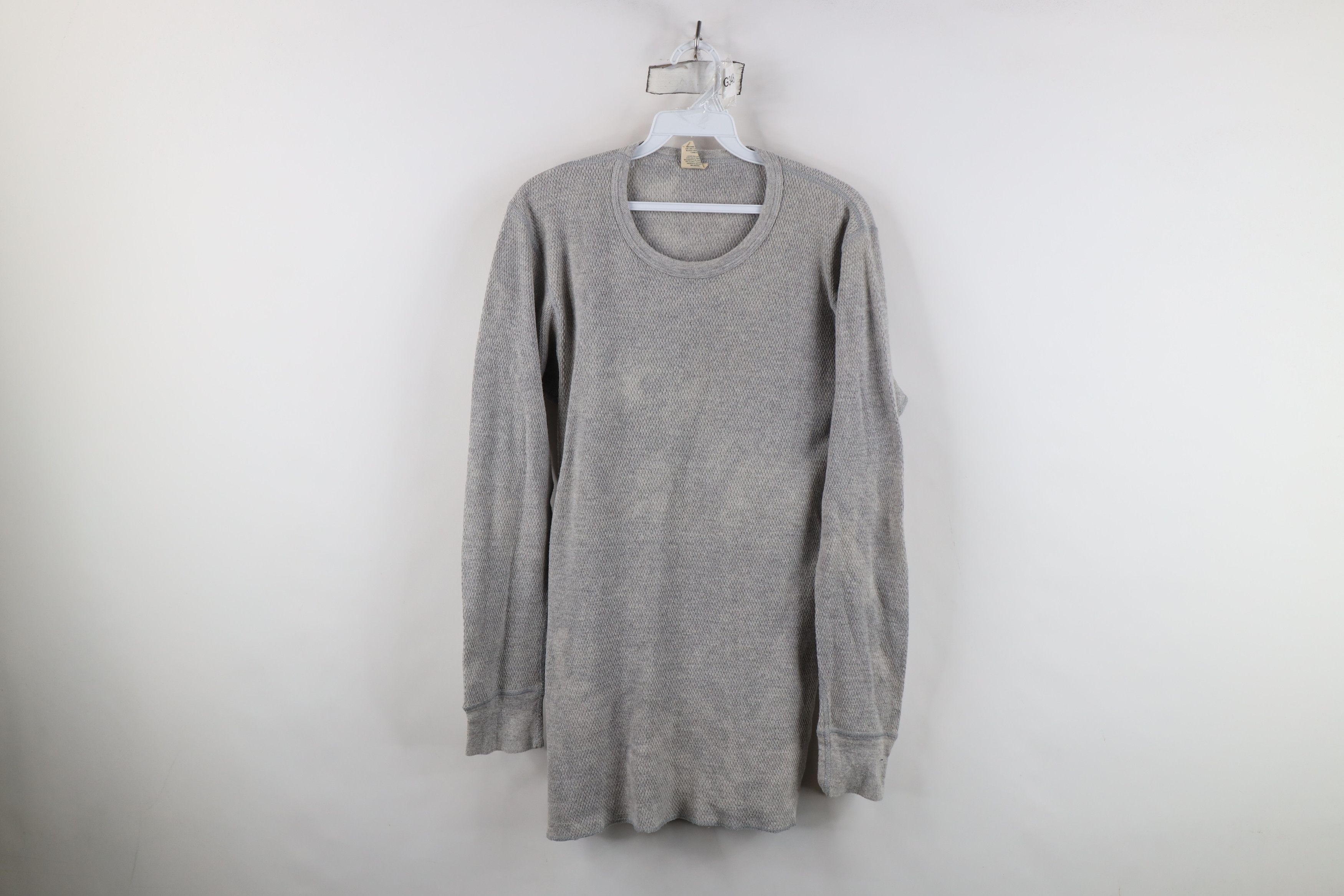 Vintage Vintage 90s Streetwear Thermal Waffle Knit T-Shirt Gray USA Size US XL / EU 56 / 4 - 1 Thumbnail