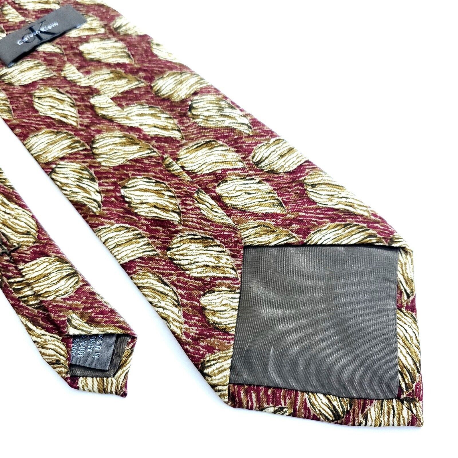 Calvin Klein Vintage Calvin Klein Red Tan Floral Print Wide Silk Tie Size ONE SIZE - 5 Thumbnail