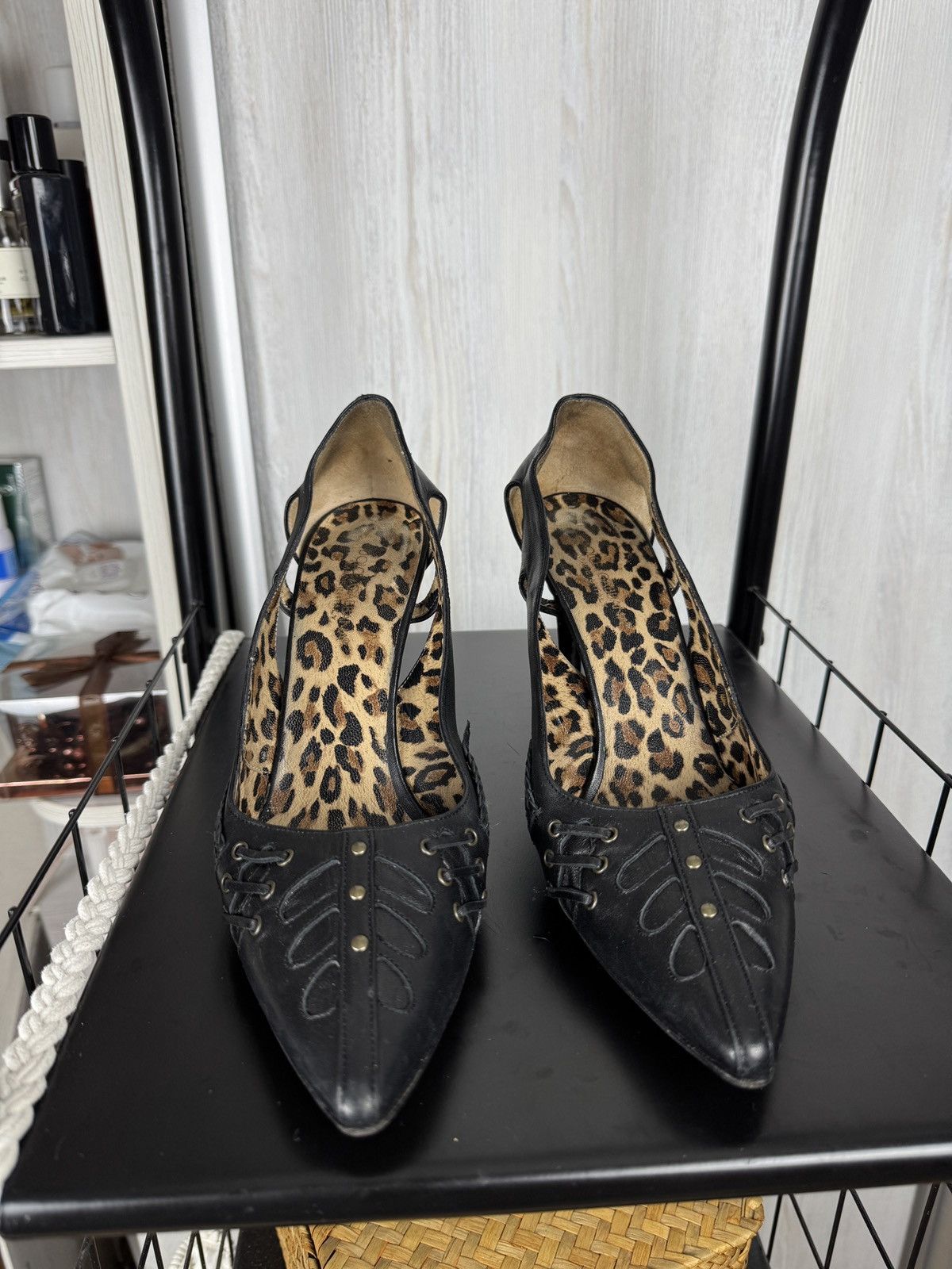Dolce & Gabbana Dolce & Gabbana vintage black leopard heels slingbacks Size US 11 / IT 41 - 8 Thumbnail
