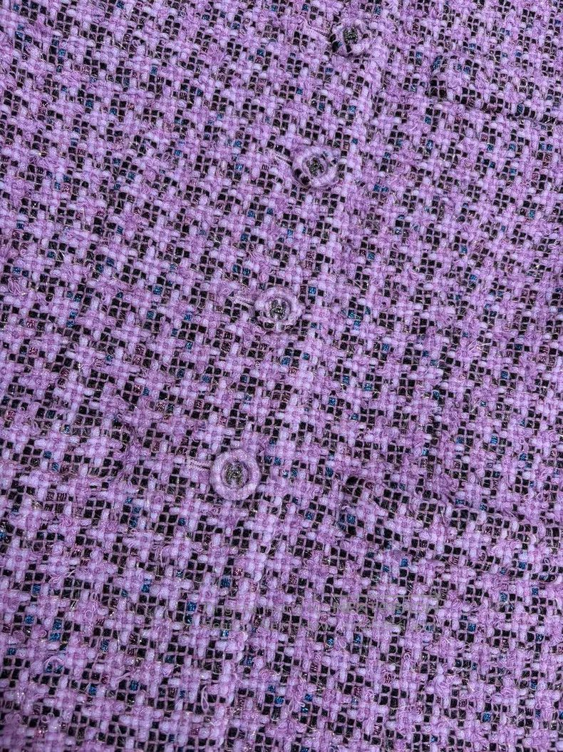 Chanel Chanel Purple checkered wool stand-up collar coat Size XS / US 0-2 / IT 36-38 - 3 Thumbnail