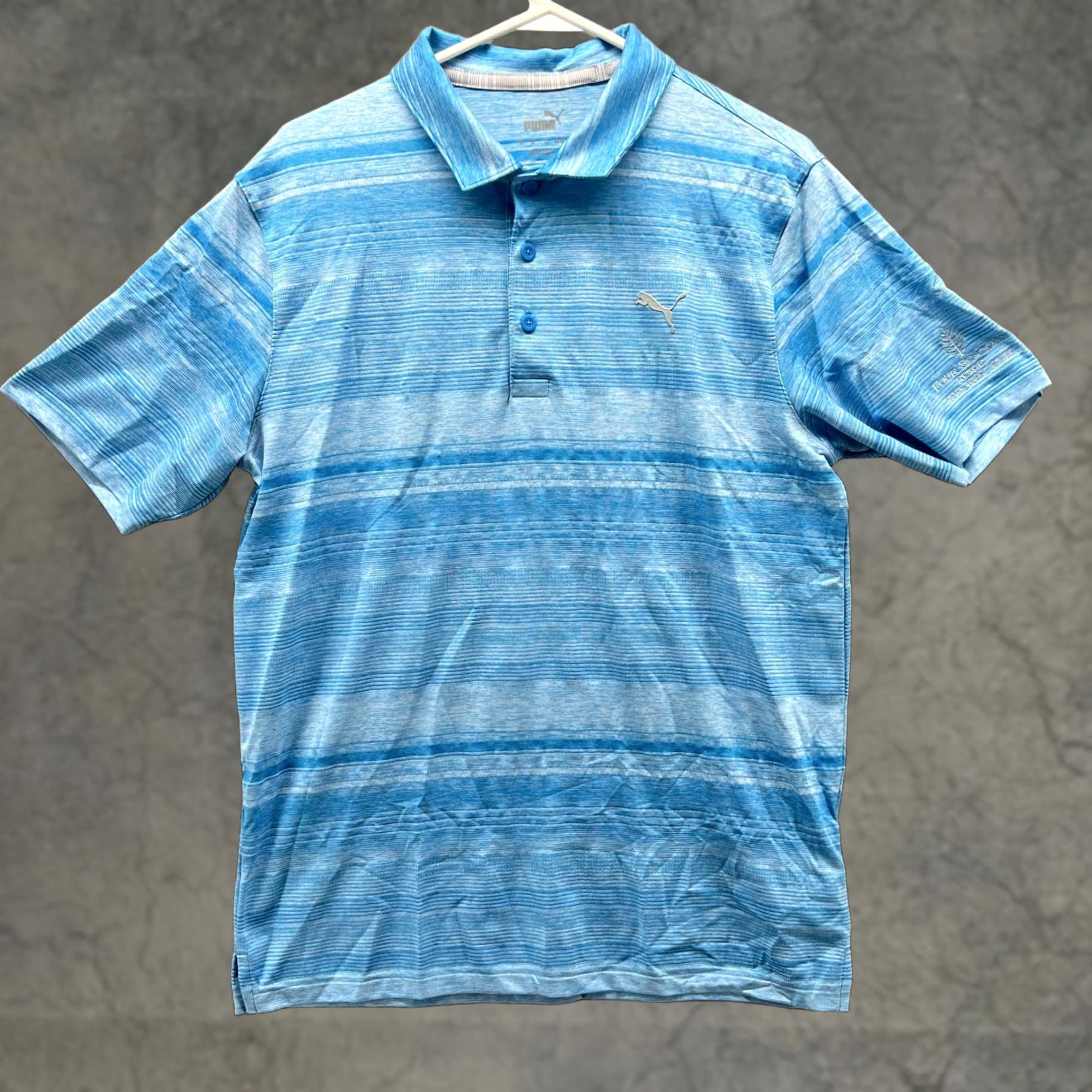 Puma VINTAGE Puma Polo Shirt Mens M Light Blue Striped Performance Preppy Golf Logo Shirt Size US M / EU 48-50 / 2 - 1 Thumbnail