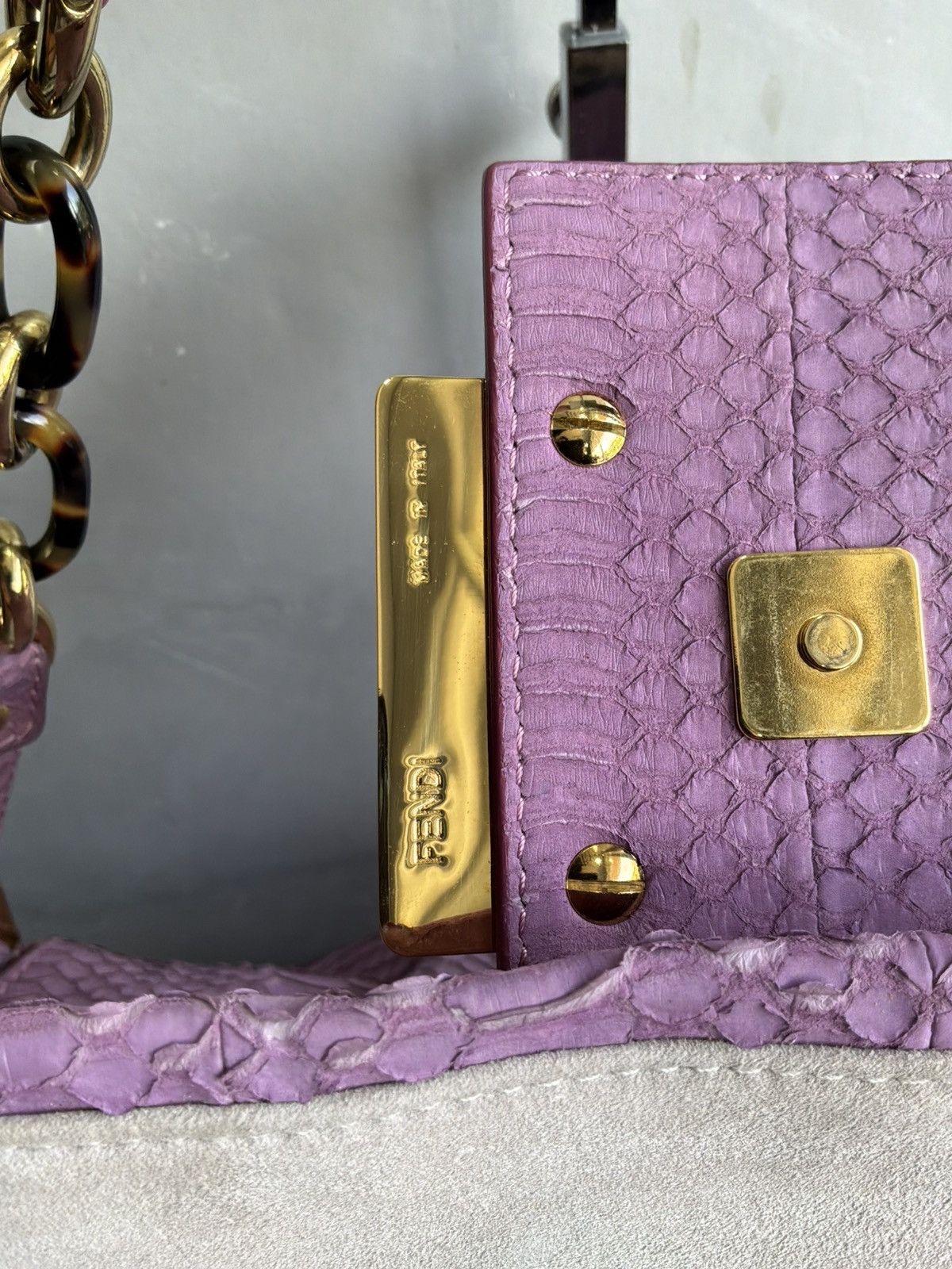 Fendi Fendi - Large Mamma Baguette - Python Leather Shoulder Bag Size ONE SIZE - 15 Thumbnail