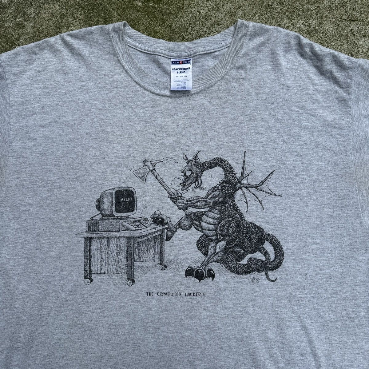 Vintage The Computer Hacker Dragon Faded Art Tee Size US XL / EU 56 / 4 - 2 Thumbnail