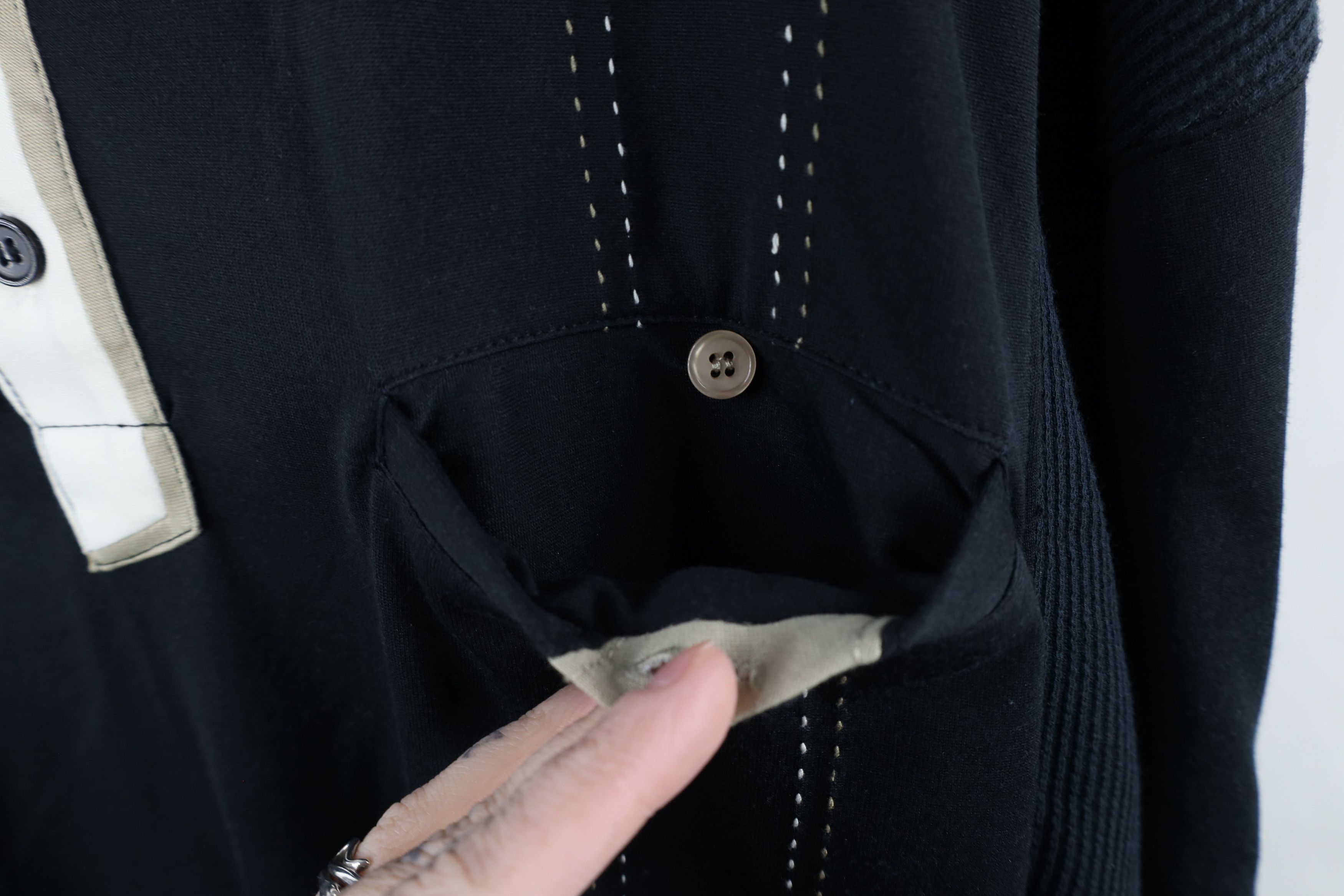 Vintage Vintage 90s Streetwear Ribbed Knit Pullover Polo Shirt Black Size US XXL / EU 58 / 5 - 5 Thumbnail