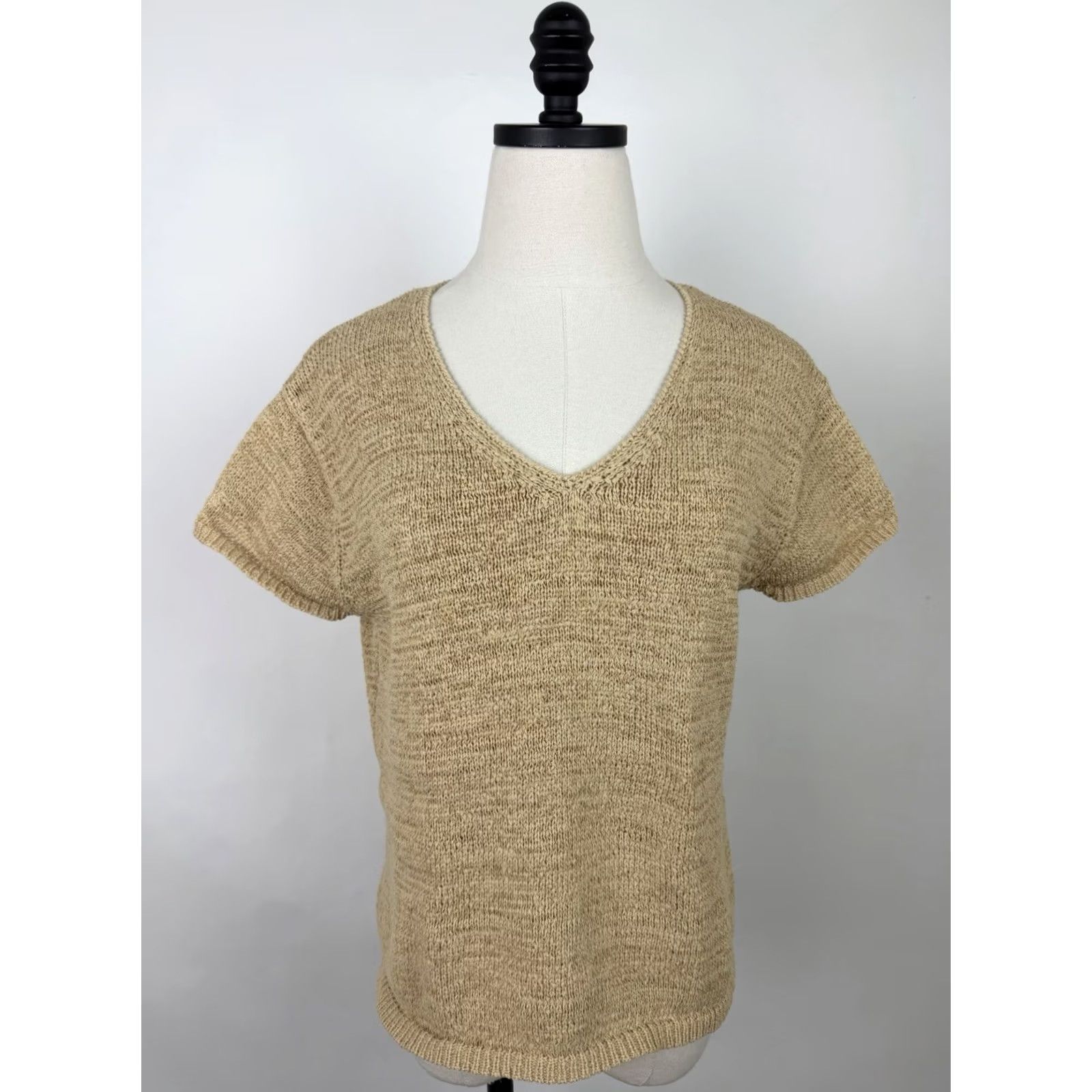 Vintage Vintage Finity Beige 90s Knit Top Sweater V-Neck Pullover Womens M Size M / US 6-8 / IT 42-44 - 2 Thumbnail