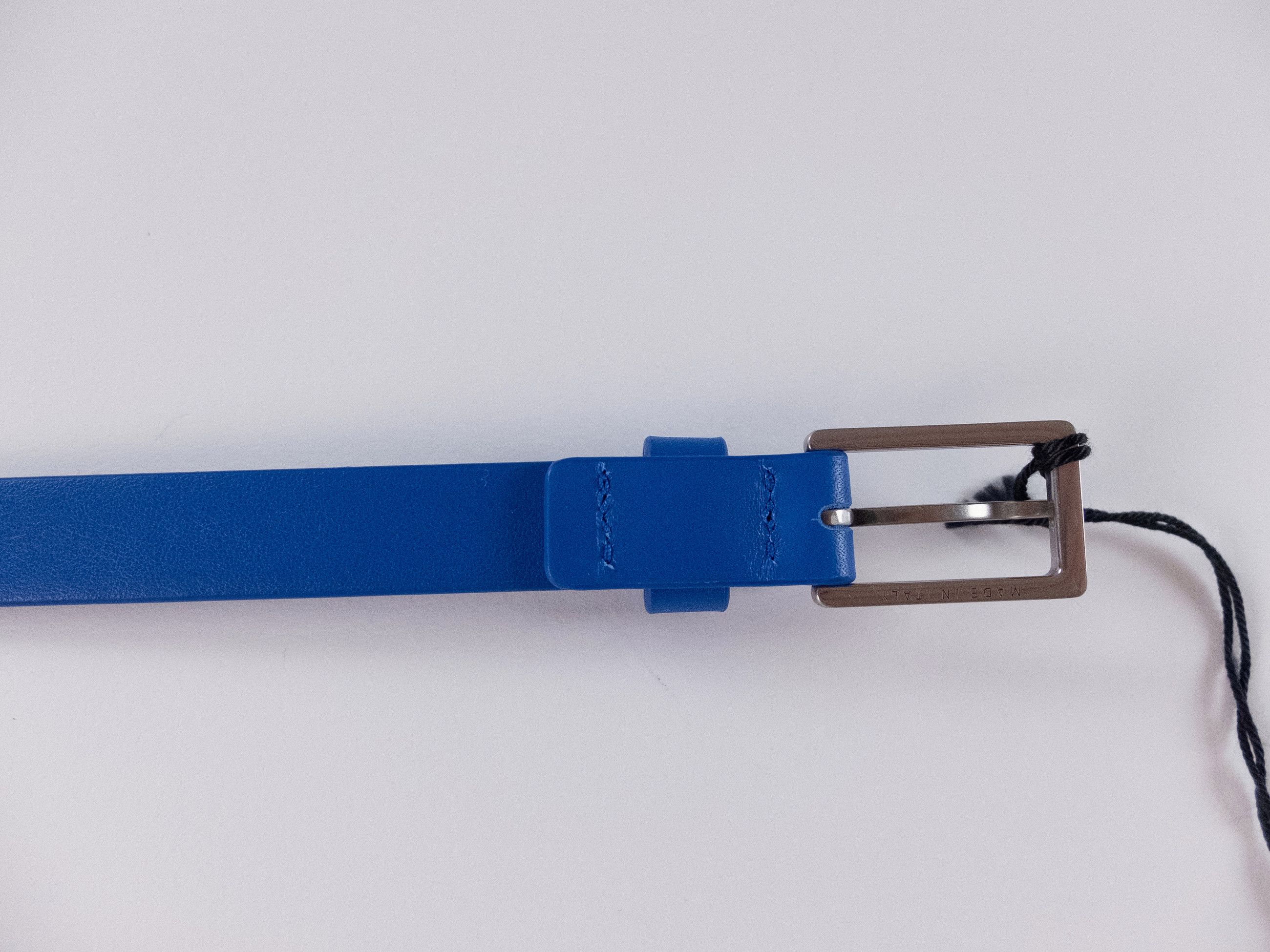 Bottega Veneta BOTTEGA VENETA cobalt blue thin French calf leather belt 95 Size 36 - 5 Thumbnail