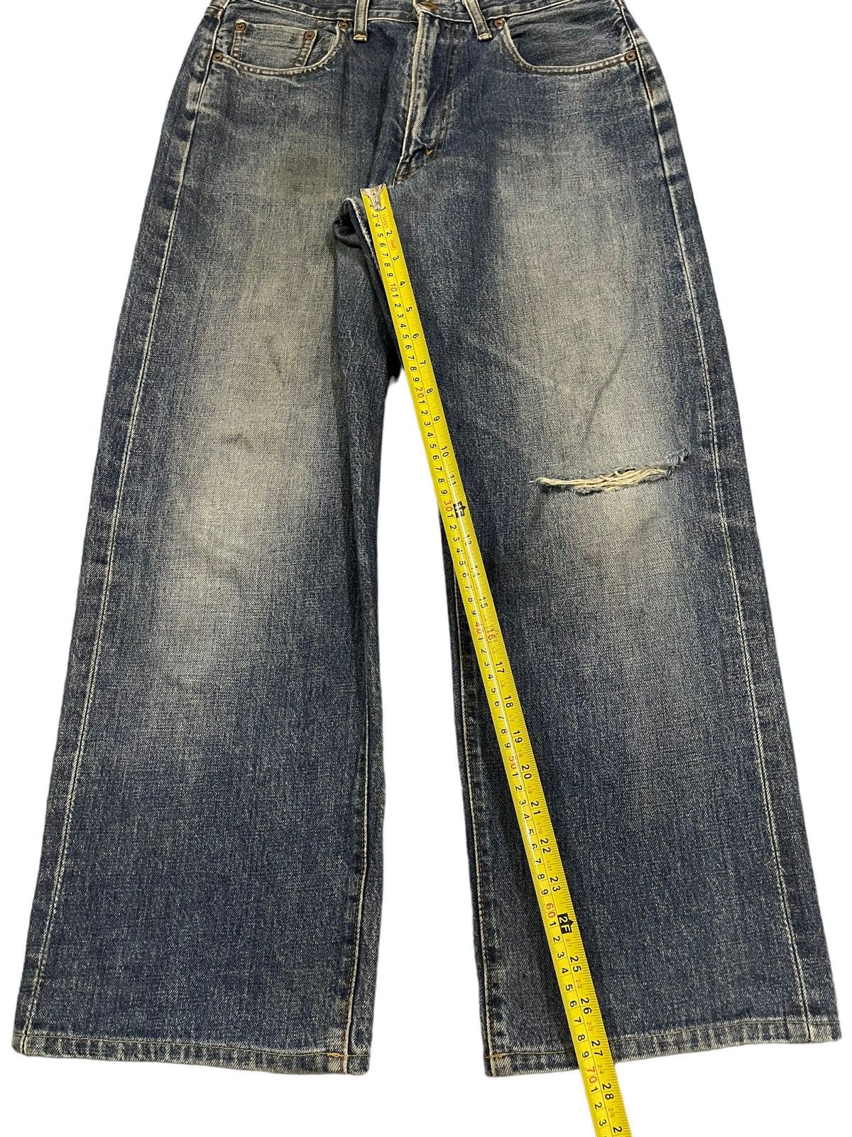 14th Addiction Vintage Japanese Brand Blue Wash Distress Baggy Jeans Size US 30 / EU 46 - 12 Thumbnail