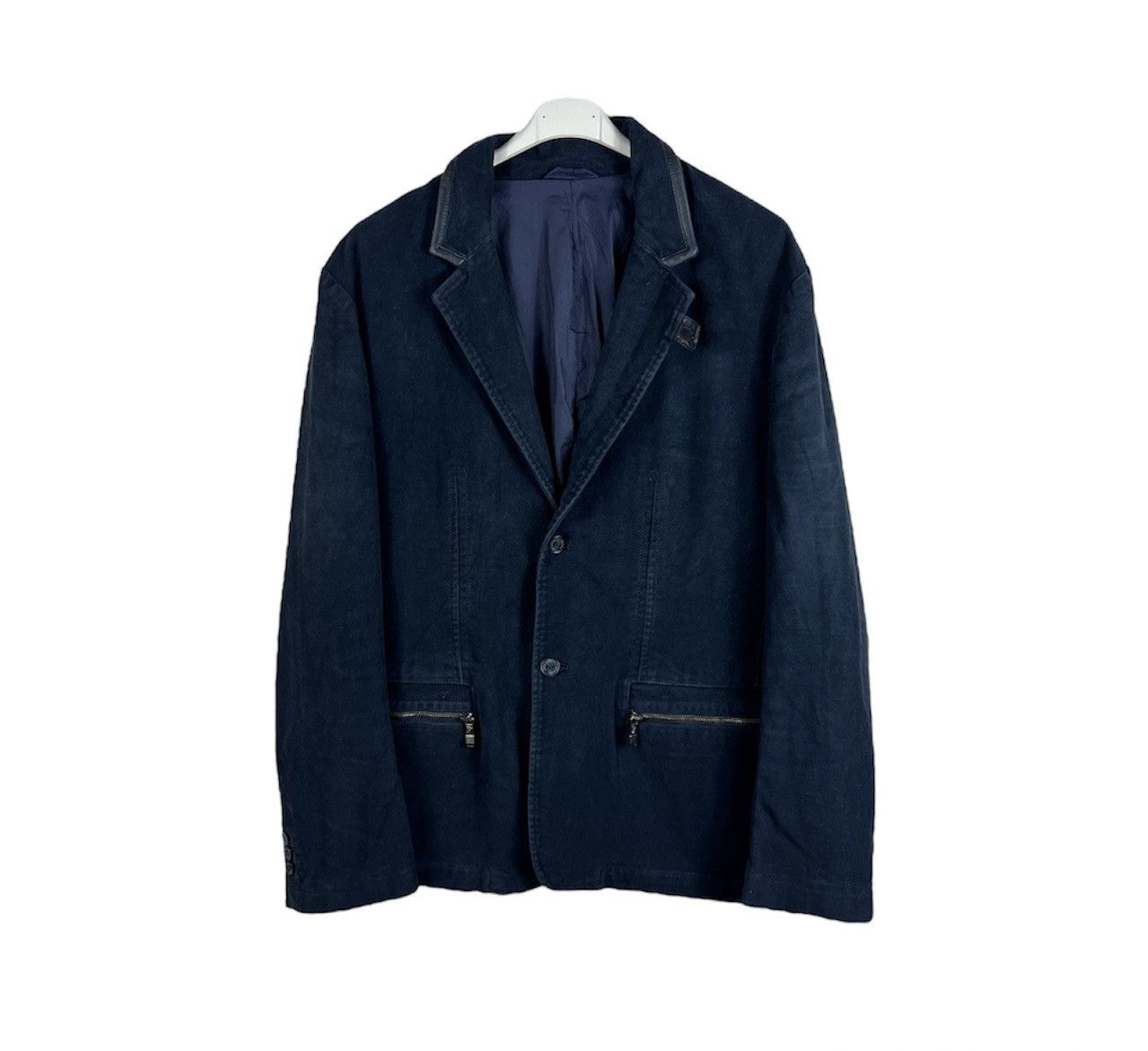 Versace Versace collection classic navy blazer jacket leather luxury Size US L / EU 52-54 / 3 - 1 Thumbnail