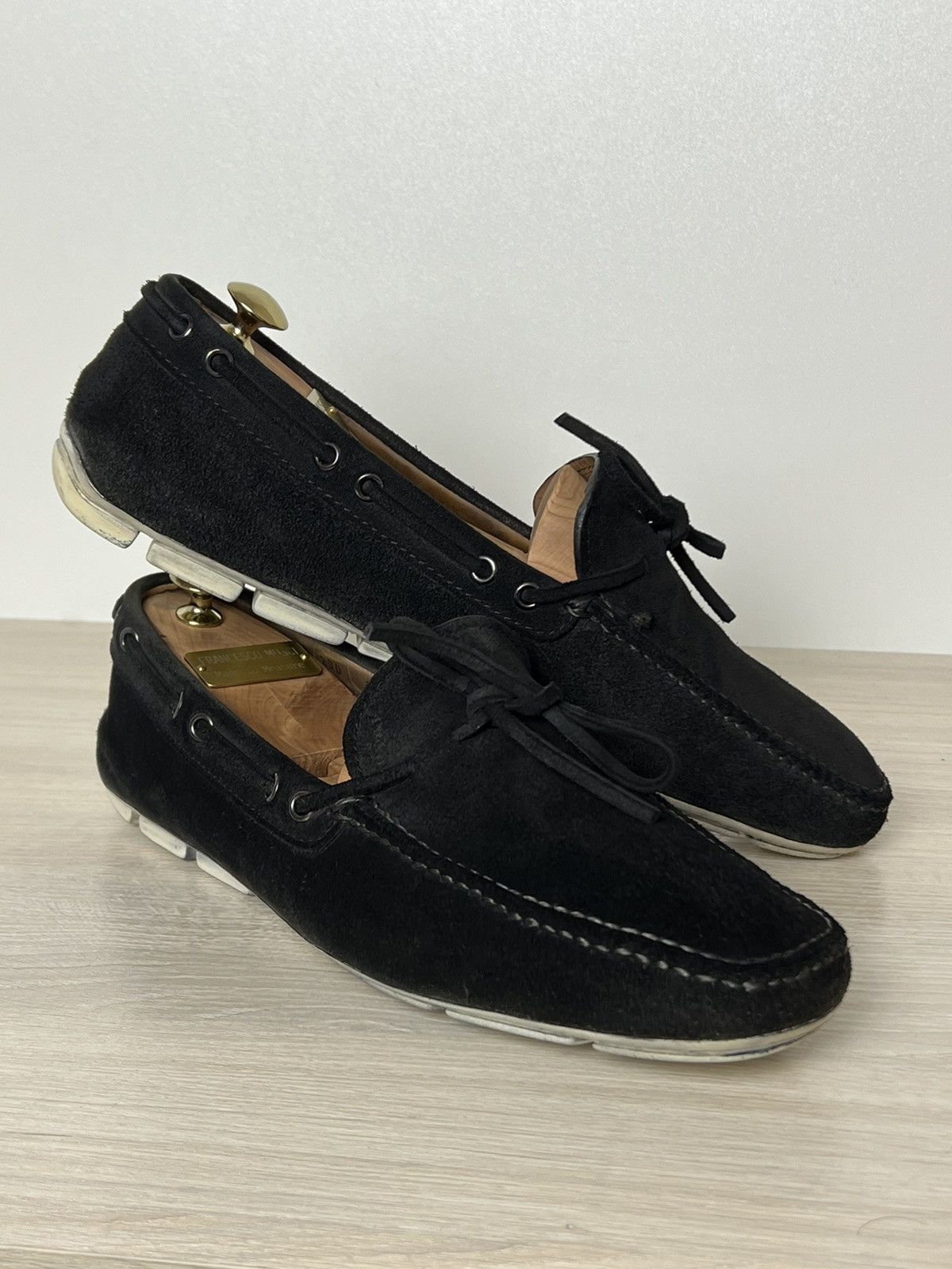 Prada Prada Black Suede Driving Loafers with Laces – Size 9,5 Size US 9.5 / EU 42-43 - 3 Thumbnail