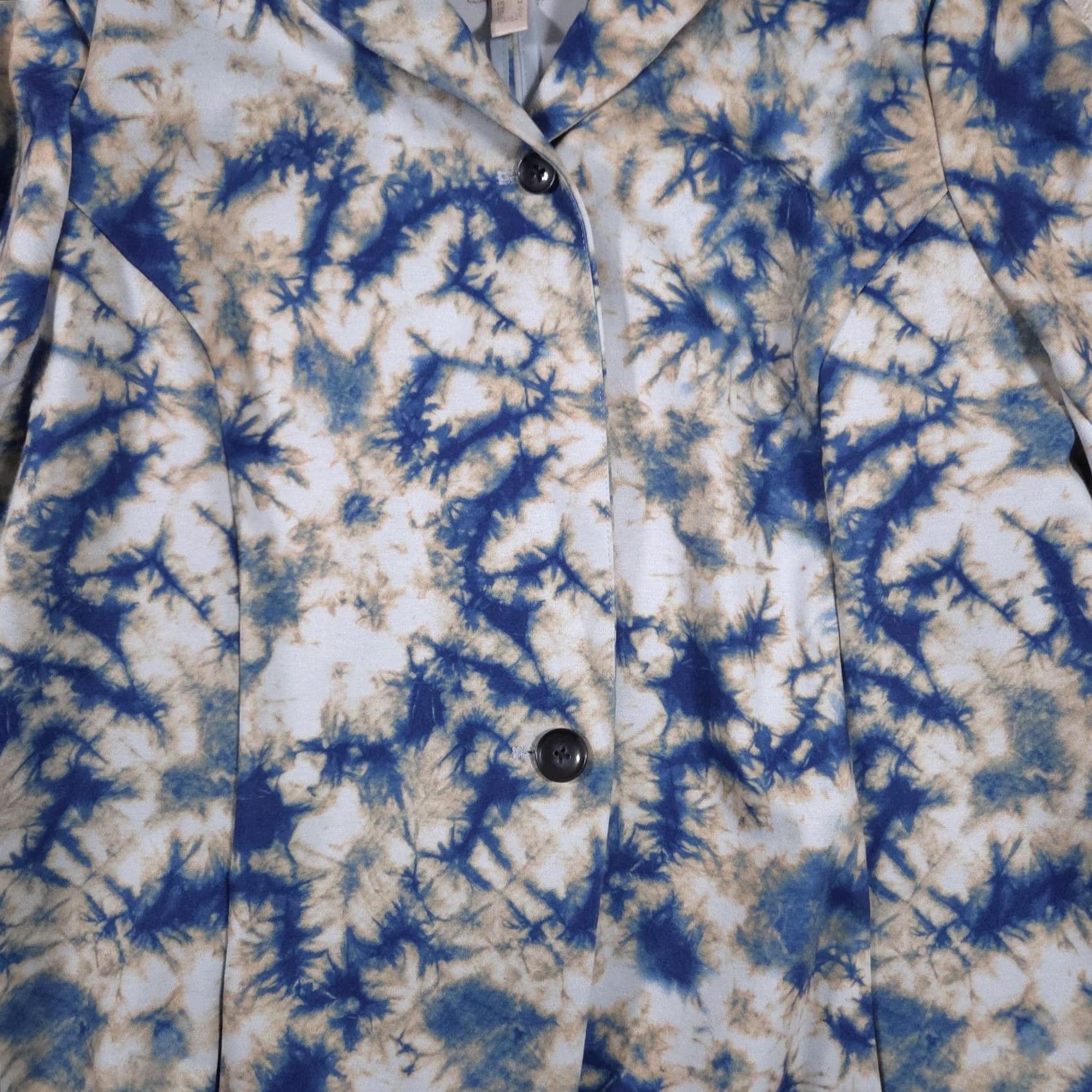 Vintage LOGO by Lori Goldstein Blazer Womens M Blue Beige Tie-Dye Stretch Knit Size M / US 6-8 / IT 42-44 - 4 Thumbnail