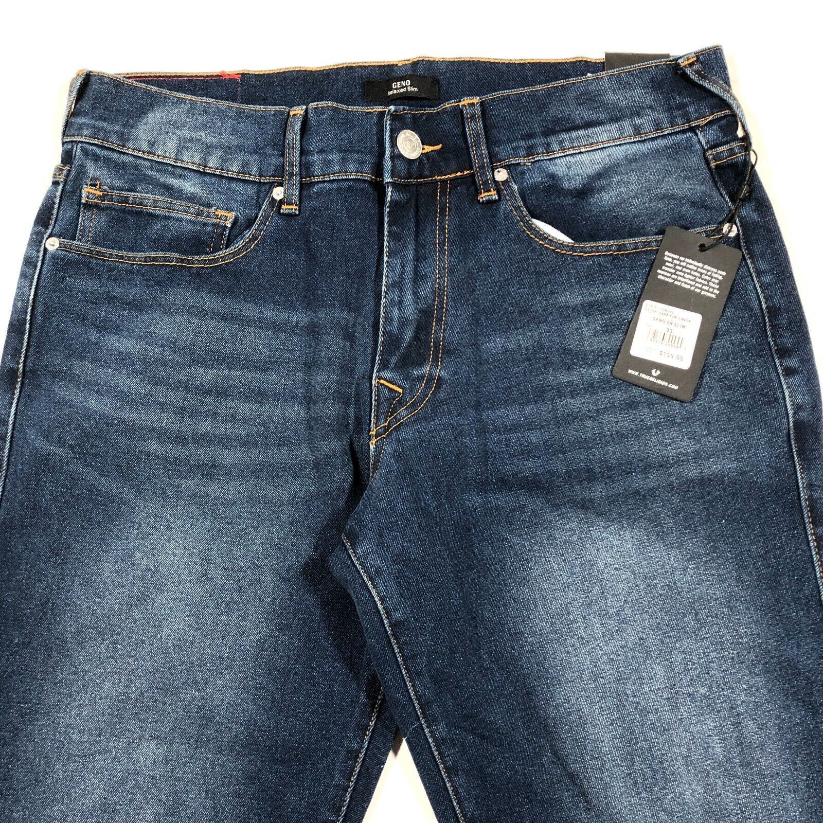 True Religion New True Religion Geno Relaxed Slim Dark Blue Jeans 33x32 Size US 33 - 6 Thumbnail