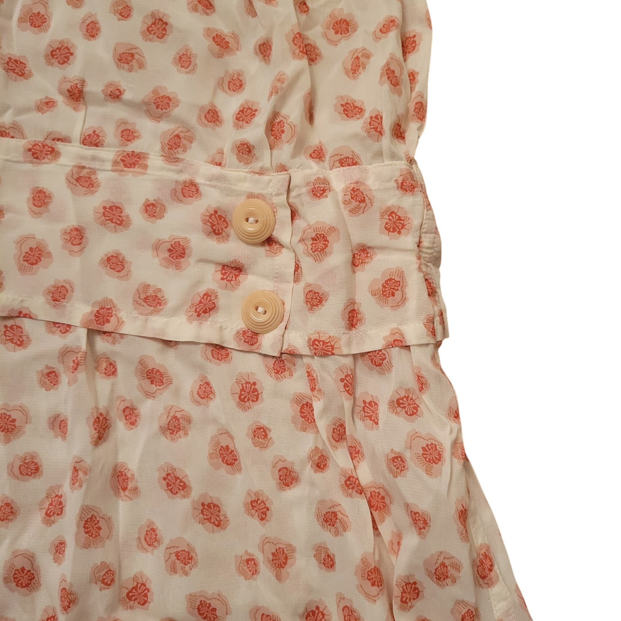 Flax M White Pink Floral Midi Dress Prairie Lagenlook Cottag