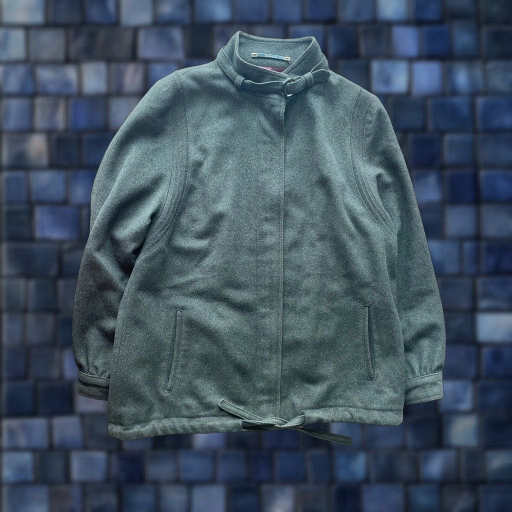 Vintage VINTAGE GOLDIX Full Zip Tweed Lambswool Bomber Jacket Womens L Green Belted Collar 90s City Retro VTG Belted Collar Womens Regular Jacket Size L / US 10 / IT 46 - 1 Thumbnail