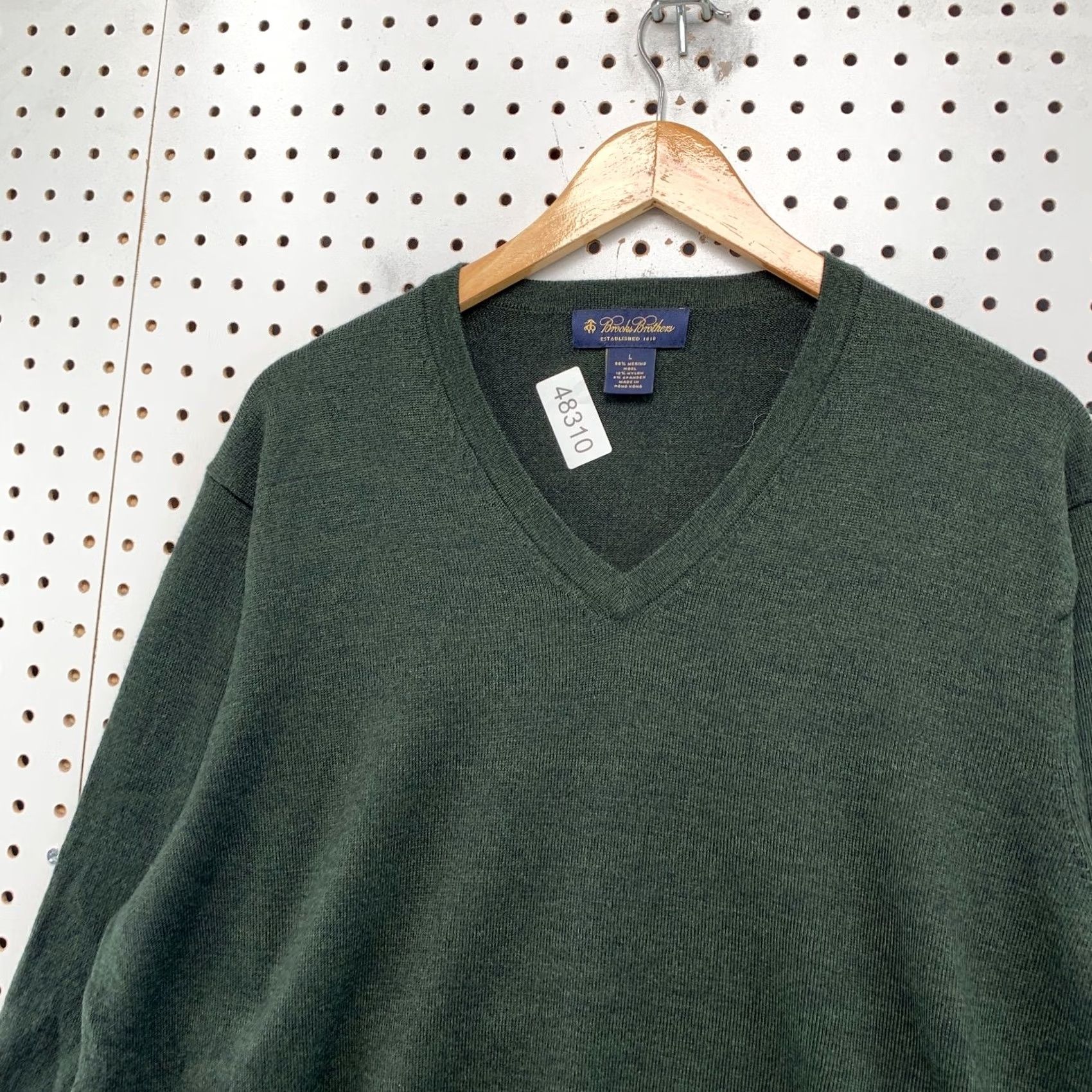 Brooks Brothers Brooks Brothers Merino Wool Sweater Men Large Green V-Neck Stretch Business Work Sweater Size US L / EU 52-54 / 3 - 6 Thumbnail