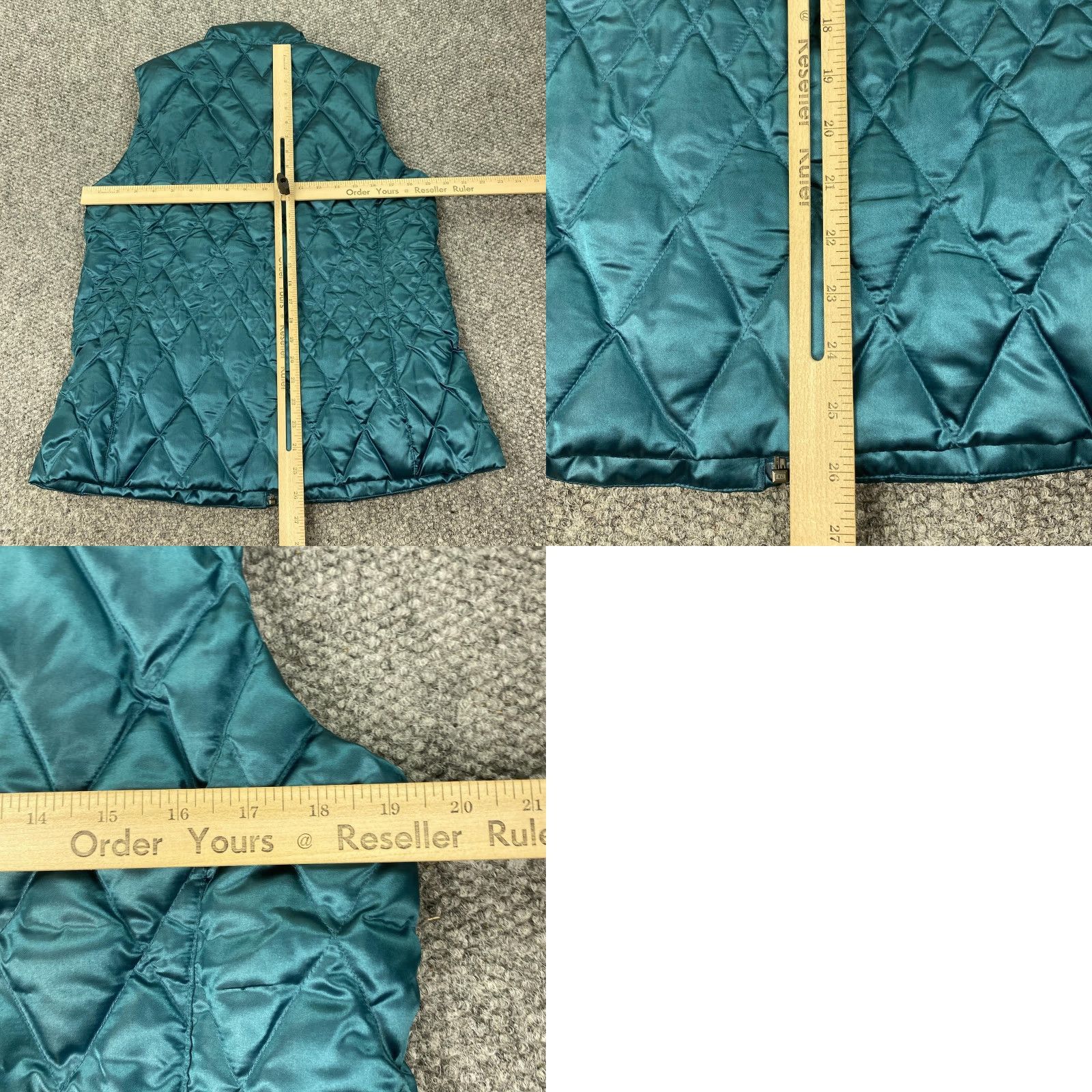 Lands' End Lands End Vest Womens Medium Teal Quilted Goose Down Puffer Insulated Zip Shiny Size M / US 6-8 / IT 42-44 - 8 Thumbnail