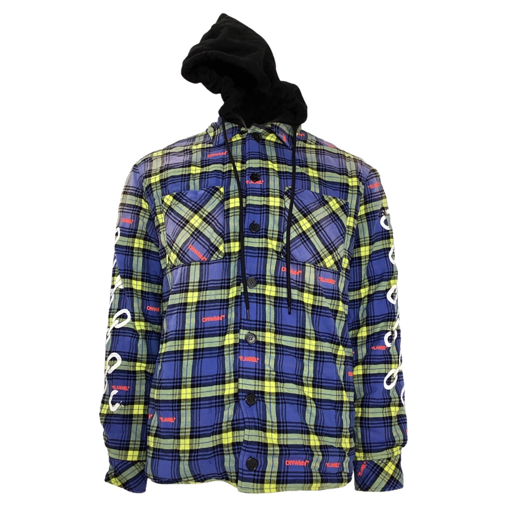 Off-White Off-White Arrow Logo Plaid Shirt Jacket in Blue and Yellow C Size US M / EU 48-50 / 2 - 1 Thumbnail