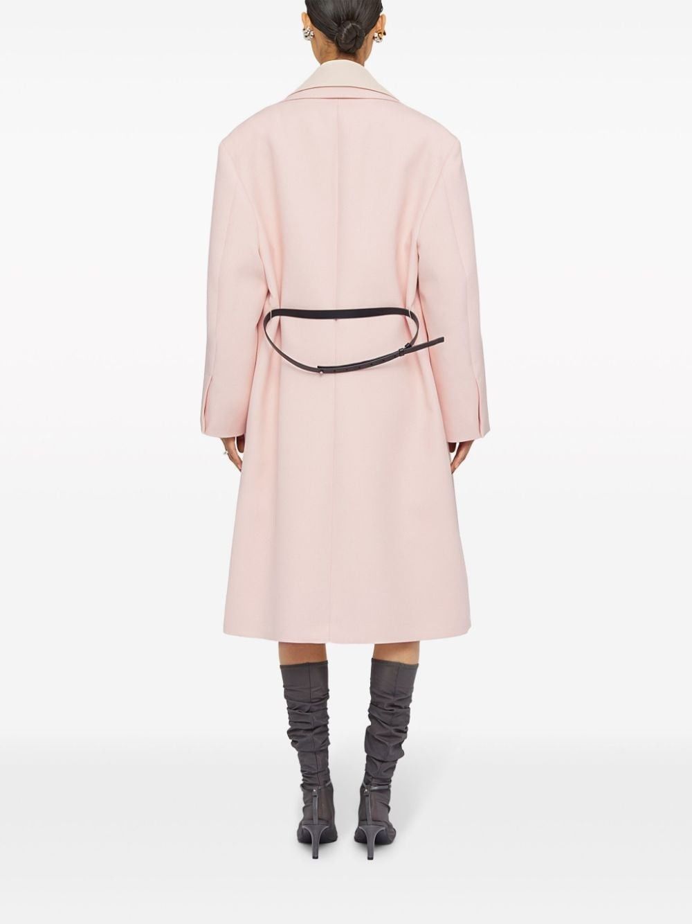 Jil Sander o1w1db10825 Belted Peak-Lapel Coat in Light Pink Size M / US 6-8 / IT 42-44 - 3 Thumbnail