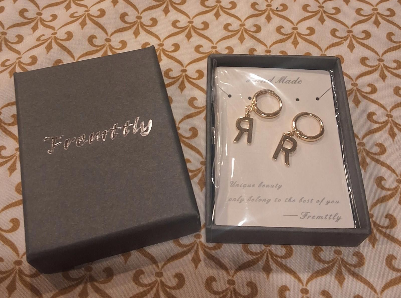 Other 14K Gold Plated Dainty Initial Dangle Earrings Letter "R" Size ONE SIZE - 1 Thumbnail