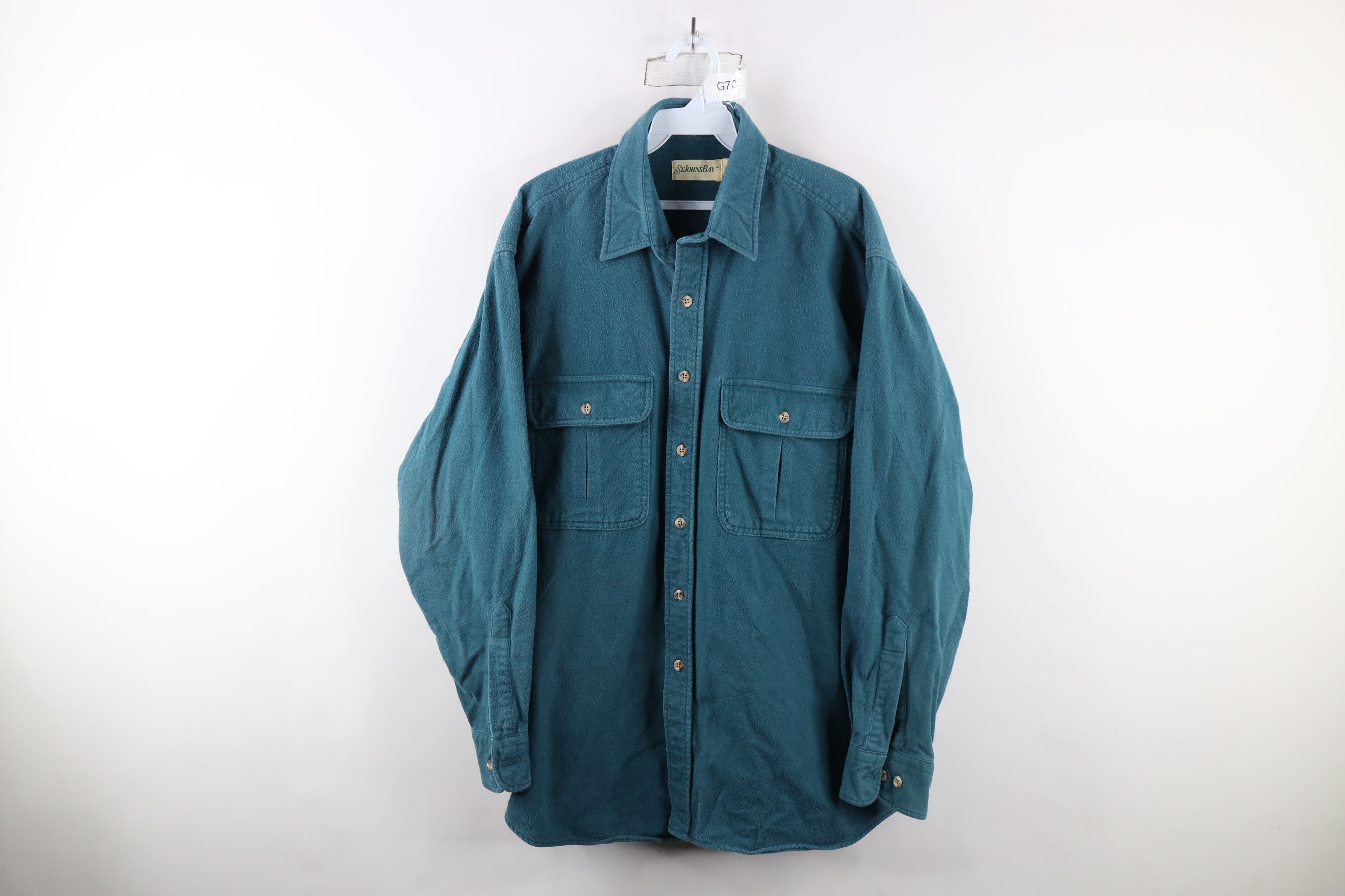Vintage Vintage 90s Streetwear Heavyweight Cloth Button Shirt Teal Size US XL / EU 56 / 4 - 1 Thumbnail