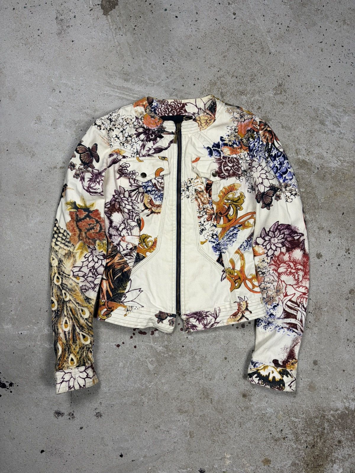 Just Cavalli 2000s Just Cavalli Roberto Multi Print Jeans Jacket Denim Size XS / US 0-2 / IT 36-38 - 1 Thumbnail