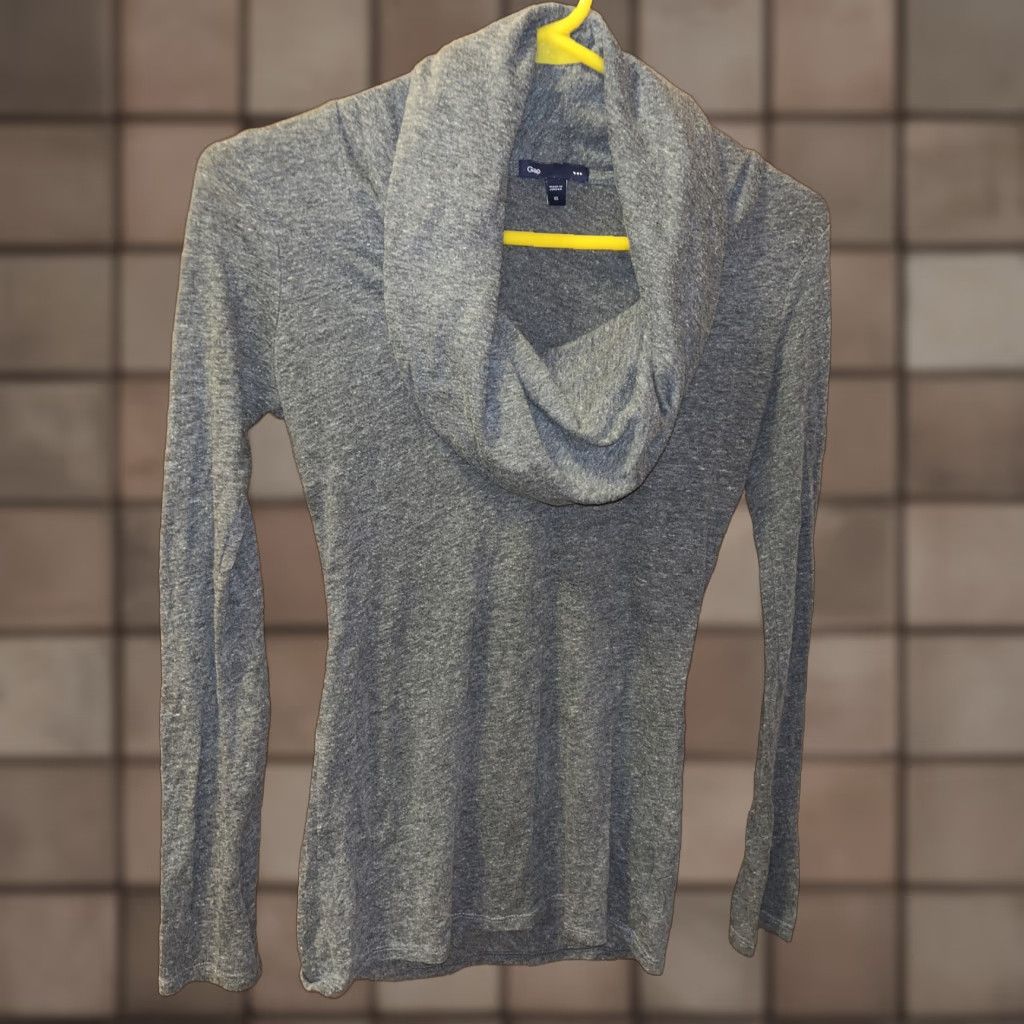 Gap Gap Women XS Gray Long Sleeve Cowl Neck Knit T-Shirt Tee Top Blouse Adjustable? No. Size XS / US 0-2 / IT 36-38 - 1 Thumbnail