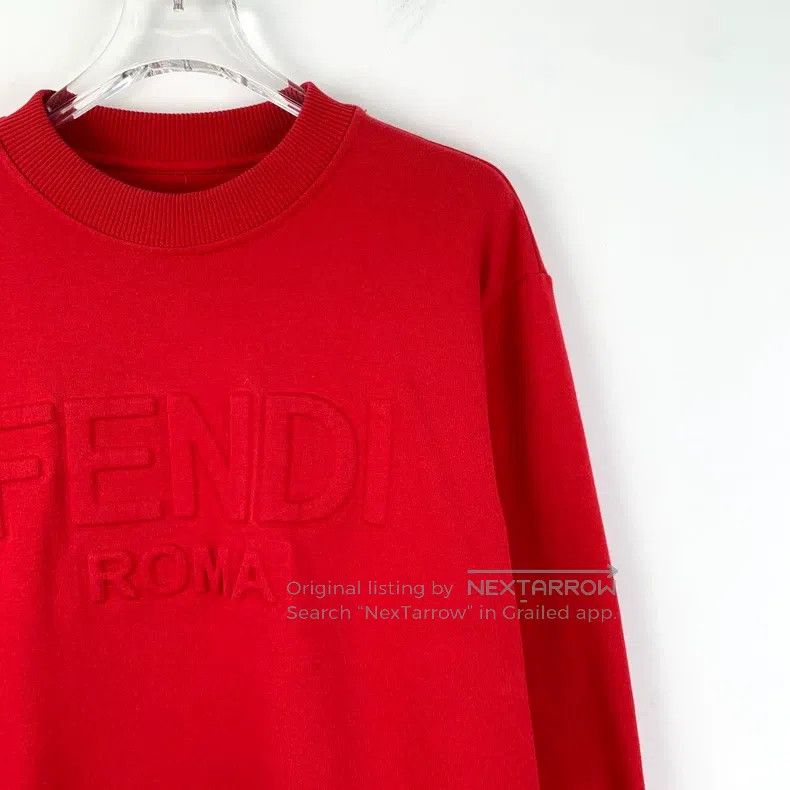 Fendi Fendi Red Logo Embossed Cotton Round Neck Long Sleeve Swea Size US S / EU 44-46 / 1 - 3 Thumbnail