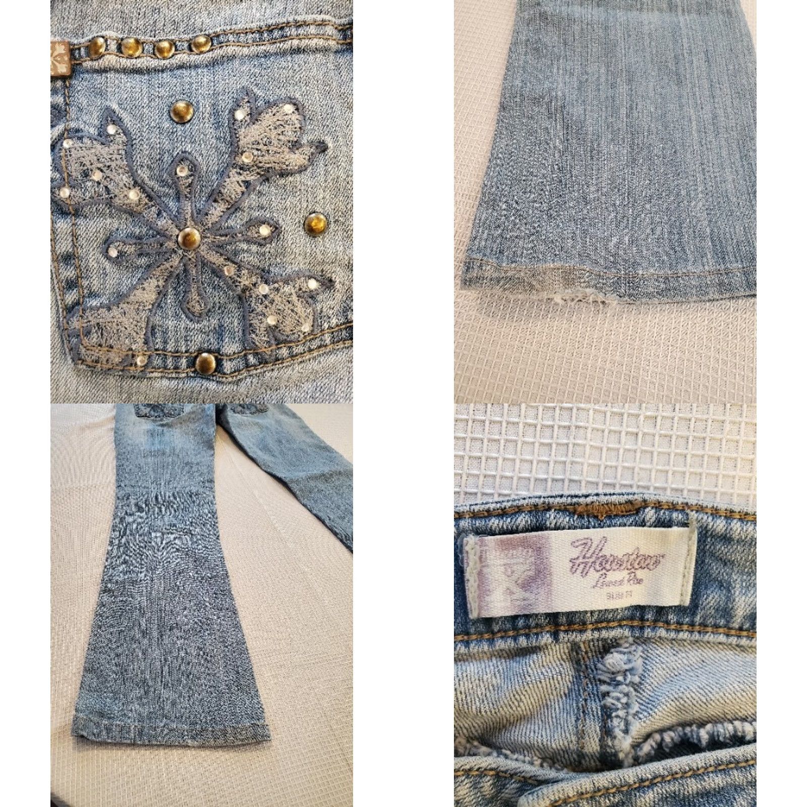 Wrangler VINTAGE Wrangler Jeans Womens 5 Pocket Light Blue Low Rise Slim 30in Embroidered Studded Rhinestone Y2K Houston 2000s Shirt? Size 27" / US 4 / IT 40 - 8 Thumbnail
