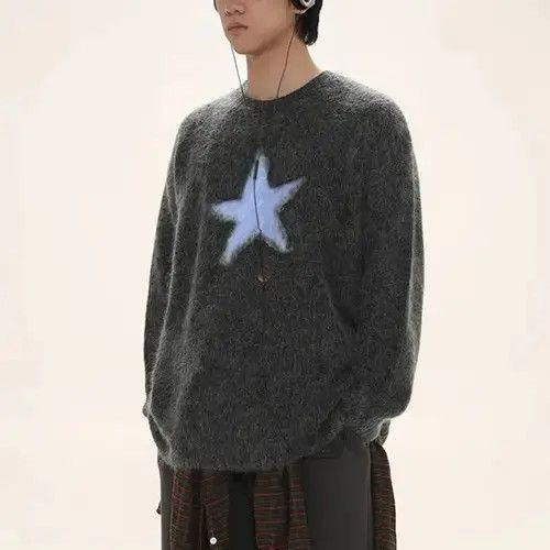 Aran Isles Knitwear × Japanese Brand Y2k Clothes Men Oversized Star Sweater Black Size US M / EU 48-50 / 2 - 2 Thumbnail