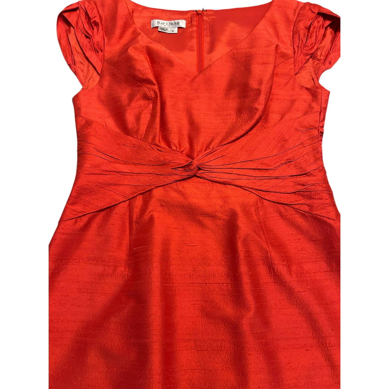 Other Kay Unger New York Orange Twist Waist Dress - Size 6 Size M / US 6-8 / IT 42-44 - 4 Thumbnail