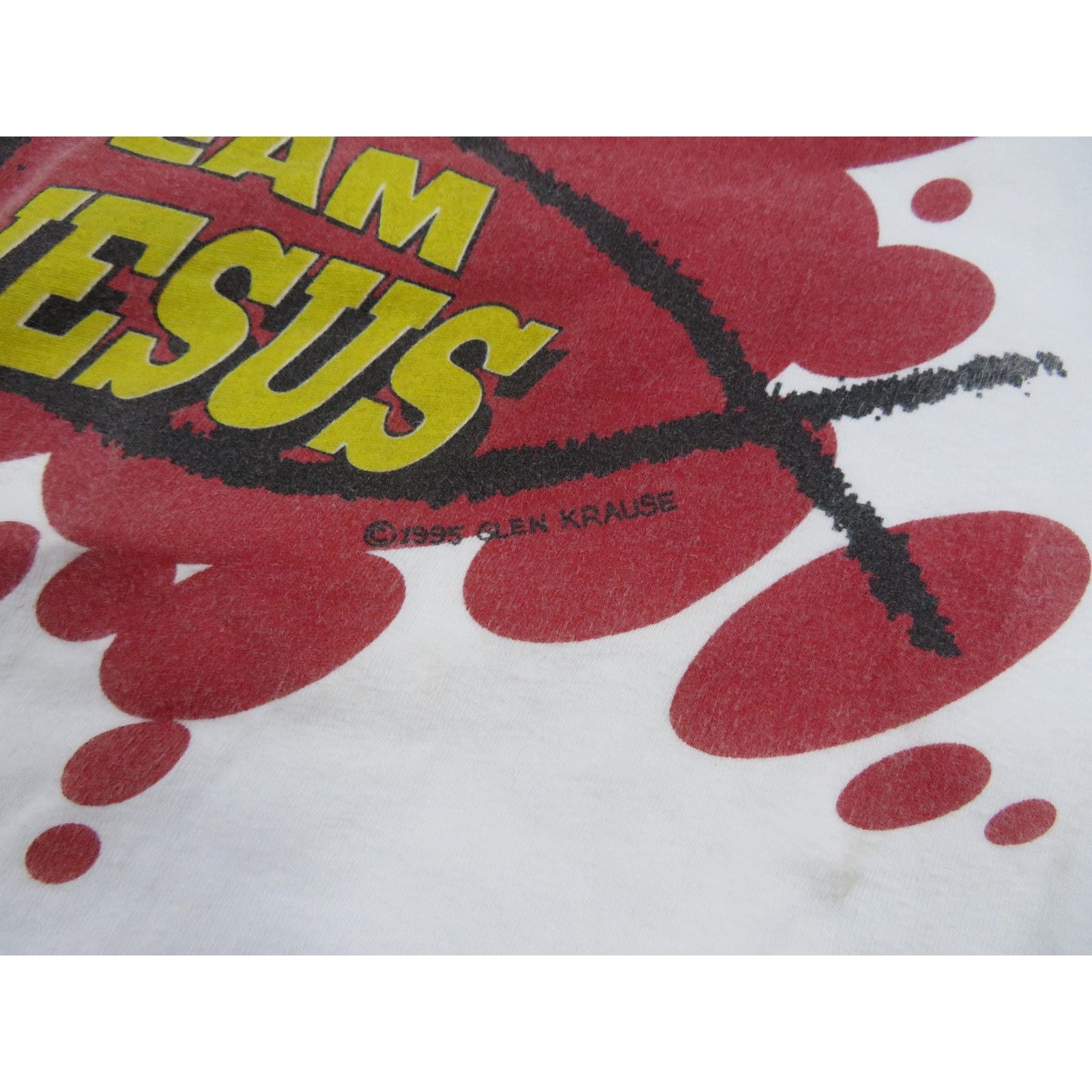 Hanes Team Jesus T-Shirt, White Red, Sz XL 1990s Size US XL / EU 56 / 4 - 3 Thumbnail
