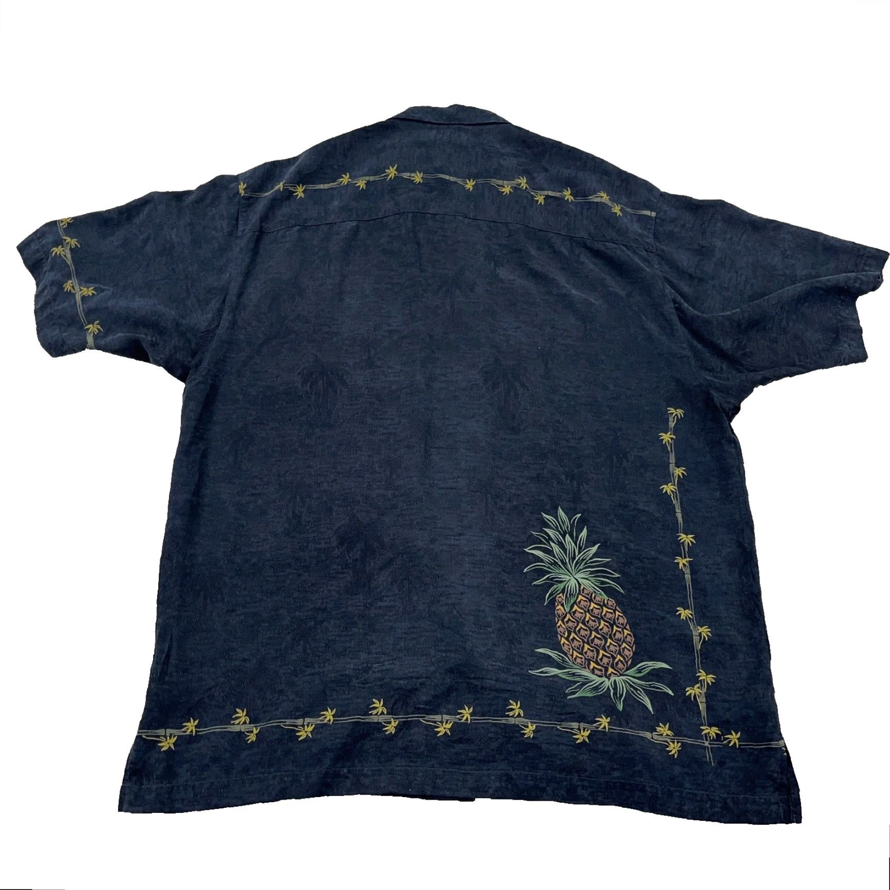 Tommy Bahama Tommy Bahama Shirt Men Medium Black Silk Button-Up Hawaiian Camp Pineapple Palms Size US M / EU 48-50 / 2 - 2 Thumbnail
