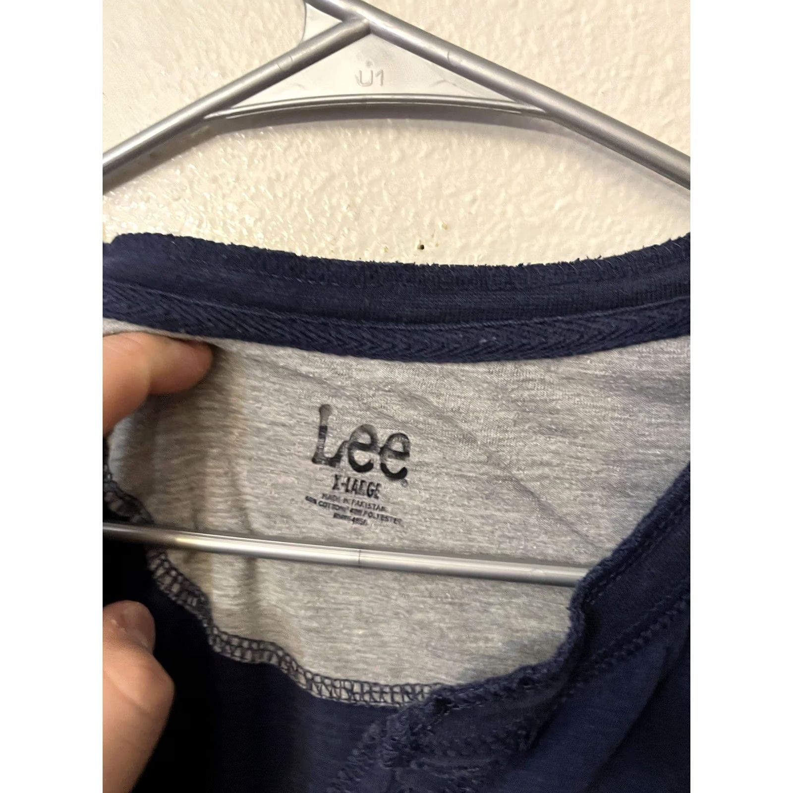 Lee Lee Henley Shirt Men's Size XL Navy Blue Solid Long Sleeve Size US XL / EU 56 / 4 - 3 Thumbnail