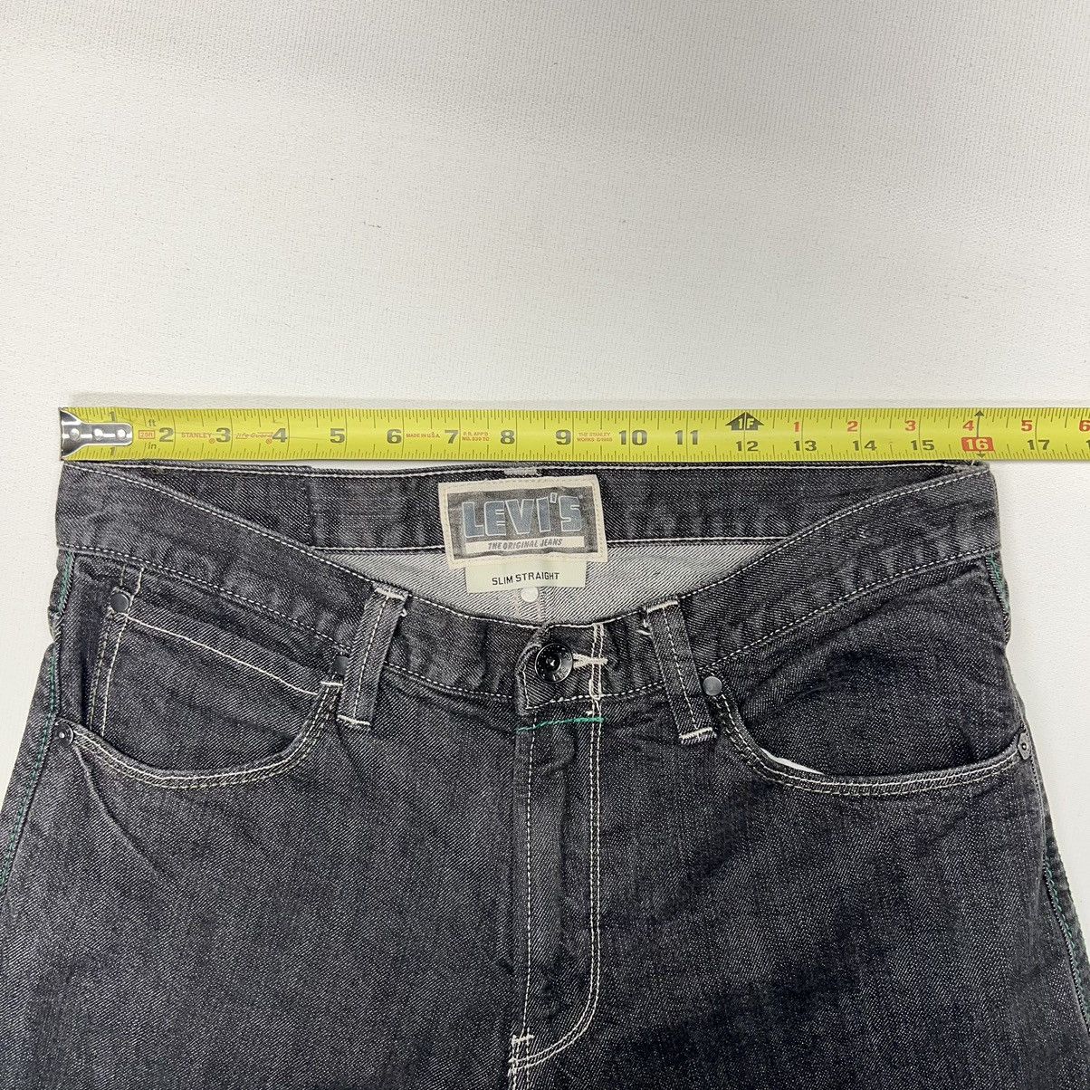 Levi's Levis Slim Straight Jeans Black Green Stitch Pockets Denim Size US 33 - 23 Thumbnail