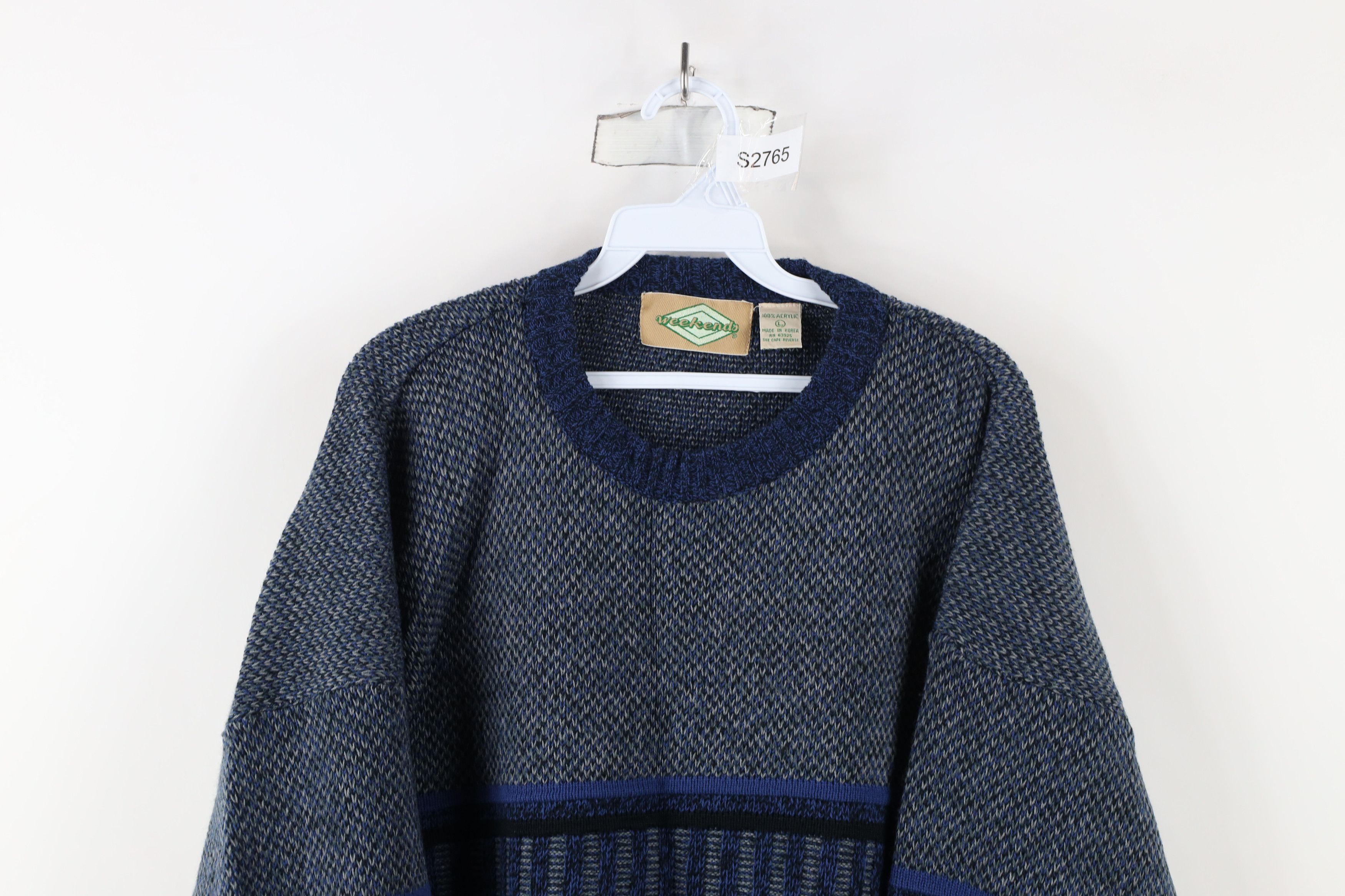 Vintage Vintage 90s Streetwear Block Ribbed Knit Crewneck Sweater Size US L / EU 52-54 / 3 - 2 Thumbnail