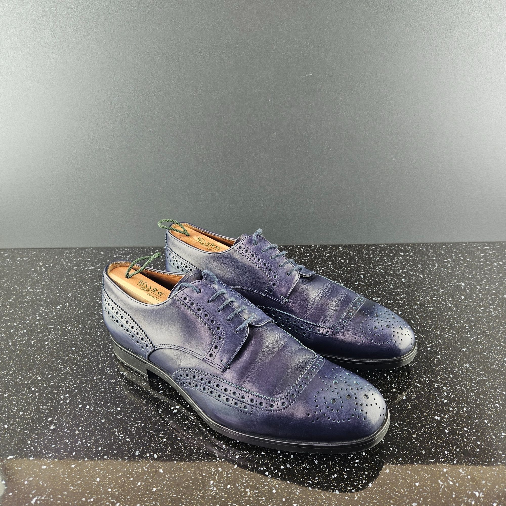 Prada Prada Blue Patina Leather Brogues Dress Shoes (Y0721) Size US 8.5 / EU 41-42 - 4 Thumbnail