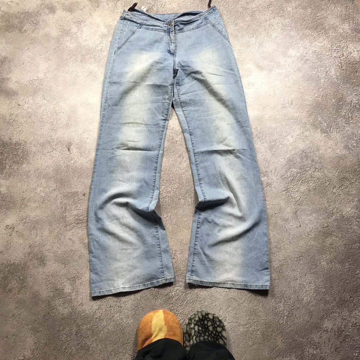Vintage Y2K Baggy Distressed Wide Leg Denim Jeans Faded Blue Punk 29 Size 29" - 1 Thumbnail