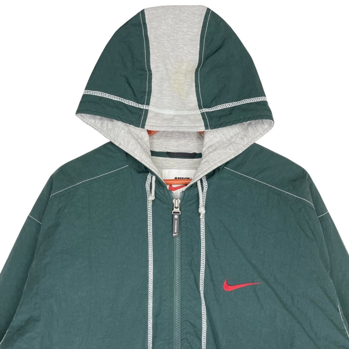 Nike × Vintage Vintage Nike Big Swoosh Hoodie Jacket Green Size M Size US M / EU 48-50 / 2 - 4 Thumbnail