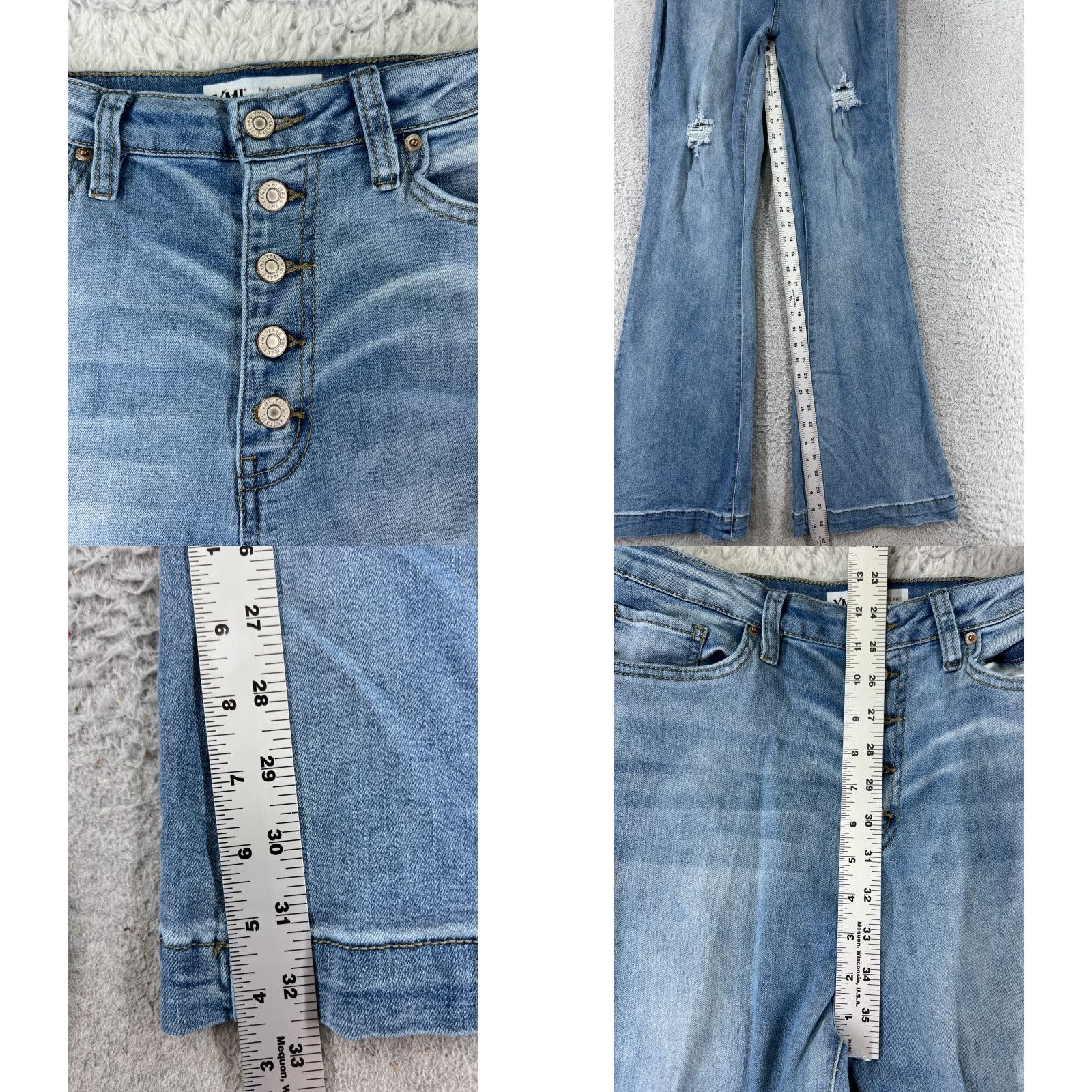 Vintage VINTAGE YMI Jeans Womens 13 Blue Denim Flared High Rise Distressed 26x32.5 Brown? Size 34" / US 12 / IT 48 - 8 Thumbnail