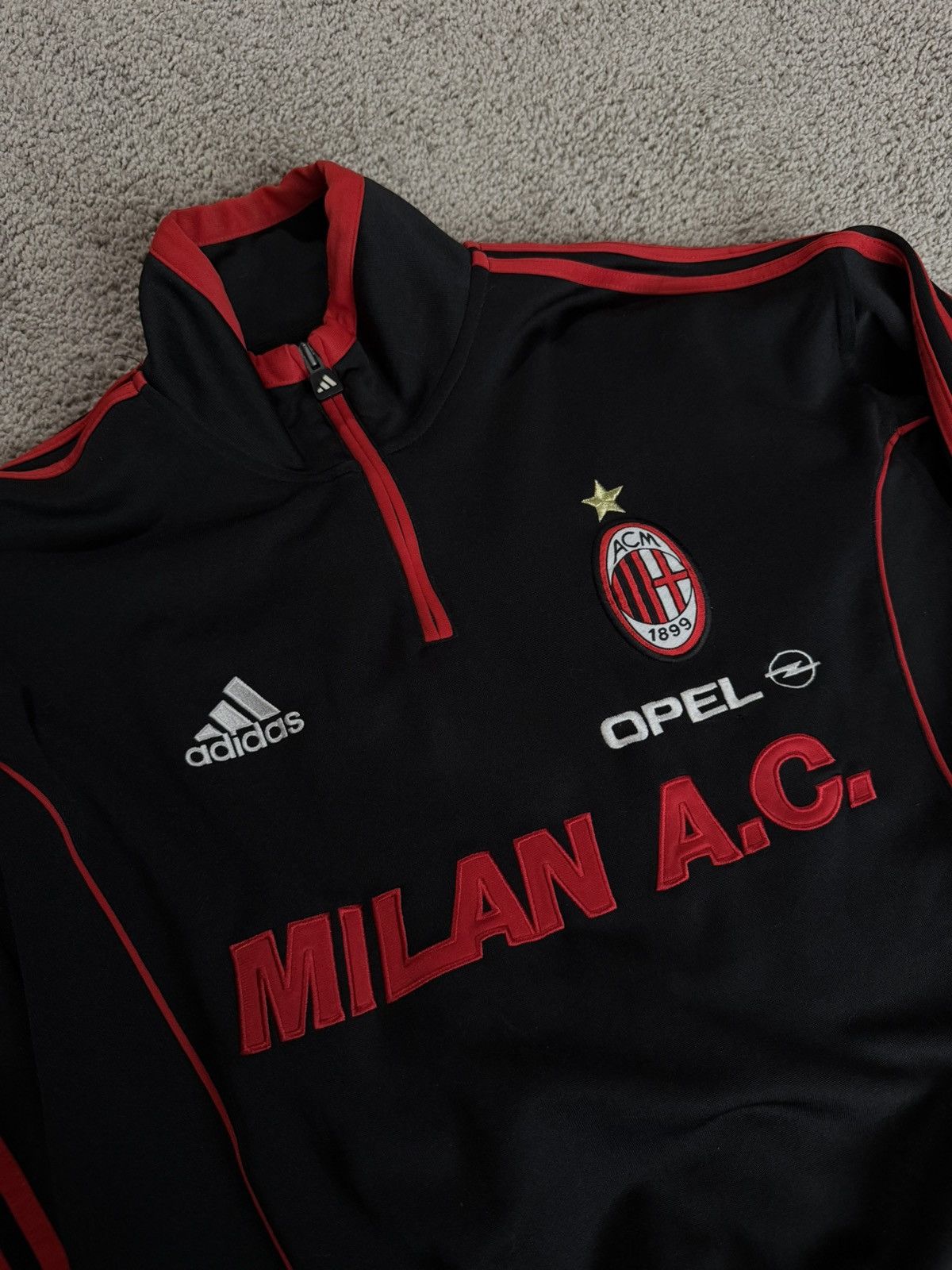 Adidas × Vintage Vintage Adidas AC MILAN 3/4 Zip Pullover Size US M / EU 48-50 / 2 - 1 Thumbnail