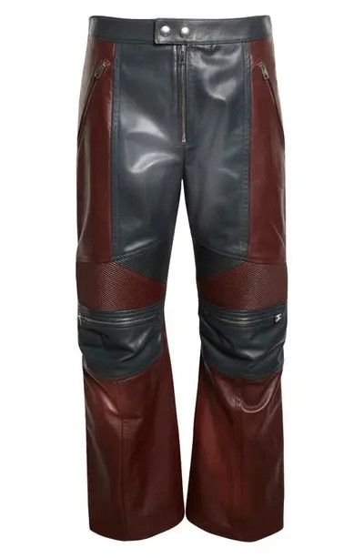 o1s1rm1125 Leather Biker Pants in Merlot / Graphite
