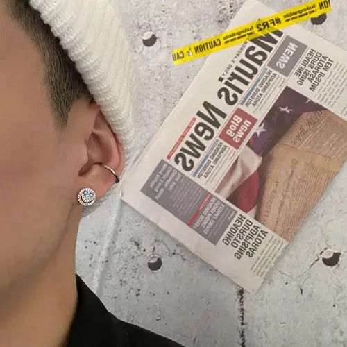 Diamond Earrings x Jewelry Smile Punk Earrings Gothic Punk One Pairs Chrome Jewelry in Silver, Men's
