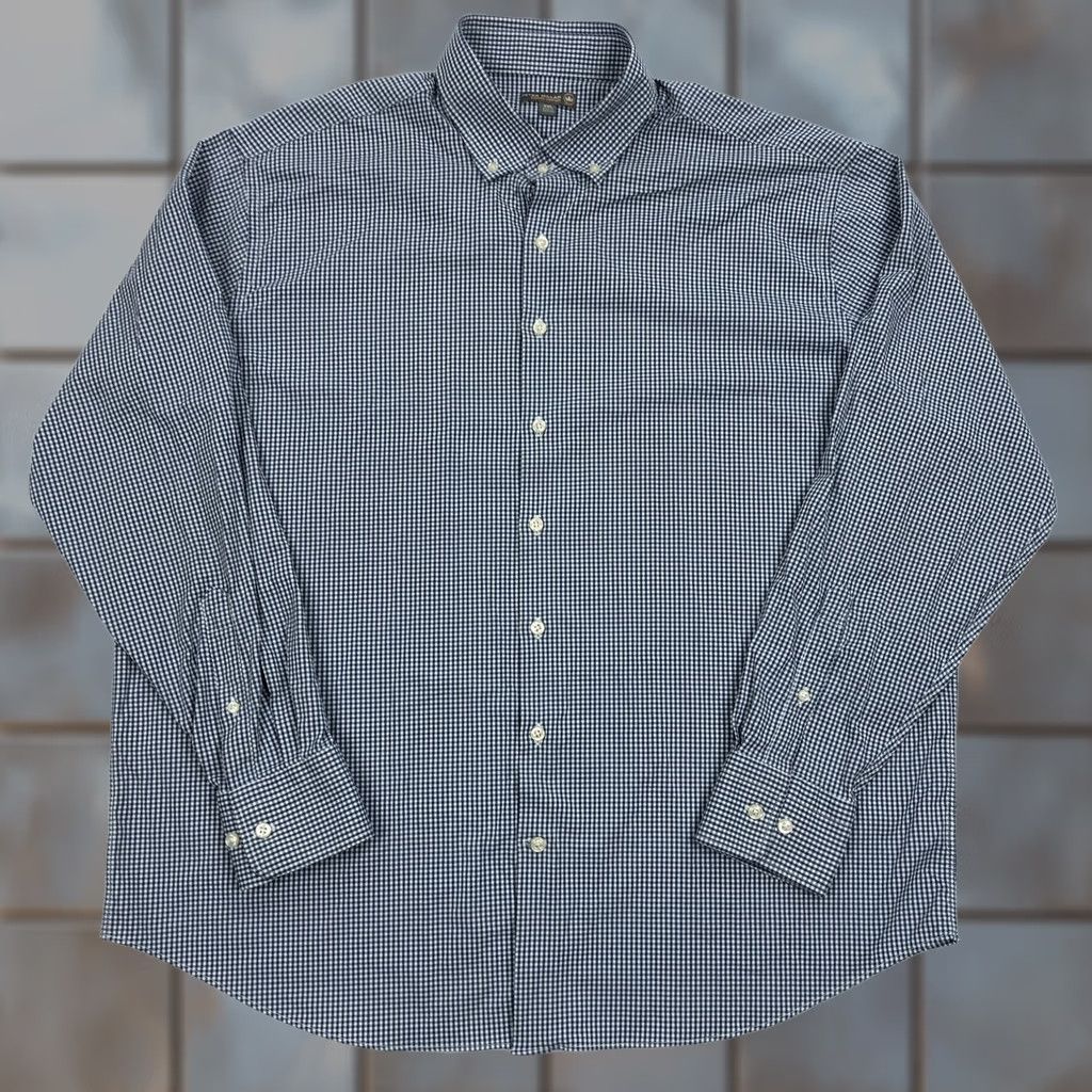 Peter Millar VINTAGE Peter Millar Summer Comfort Men's XXL Navy Blue Gingham Check Button-Down Shirt Size US XXL / EU 58 / 5 - 1 Thumbnail