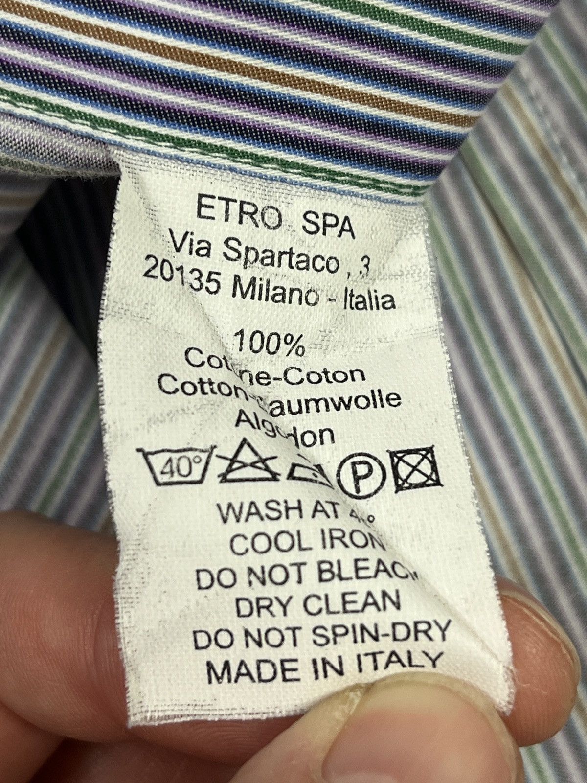Etro Etro Milano Striped Shirt Multicolor Cotton Pegasus Logo Size US L / EU 52-54 / 3 - 9 Thumbnail