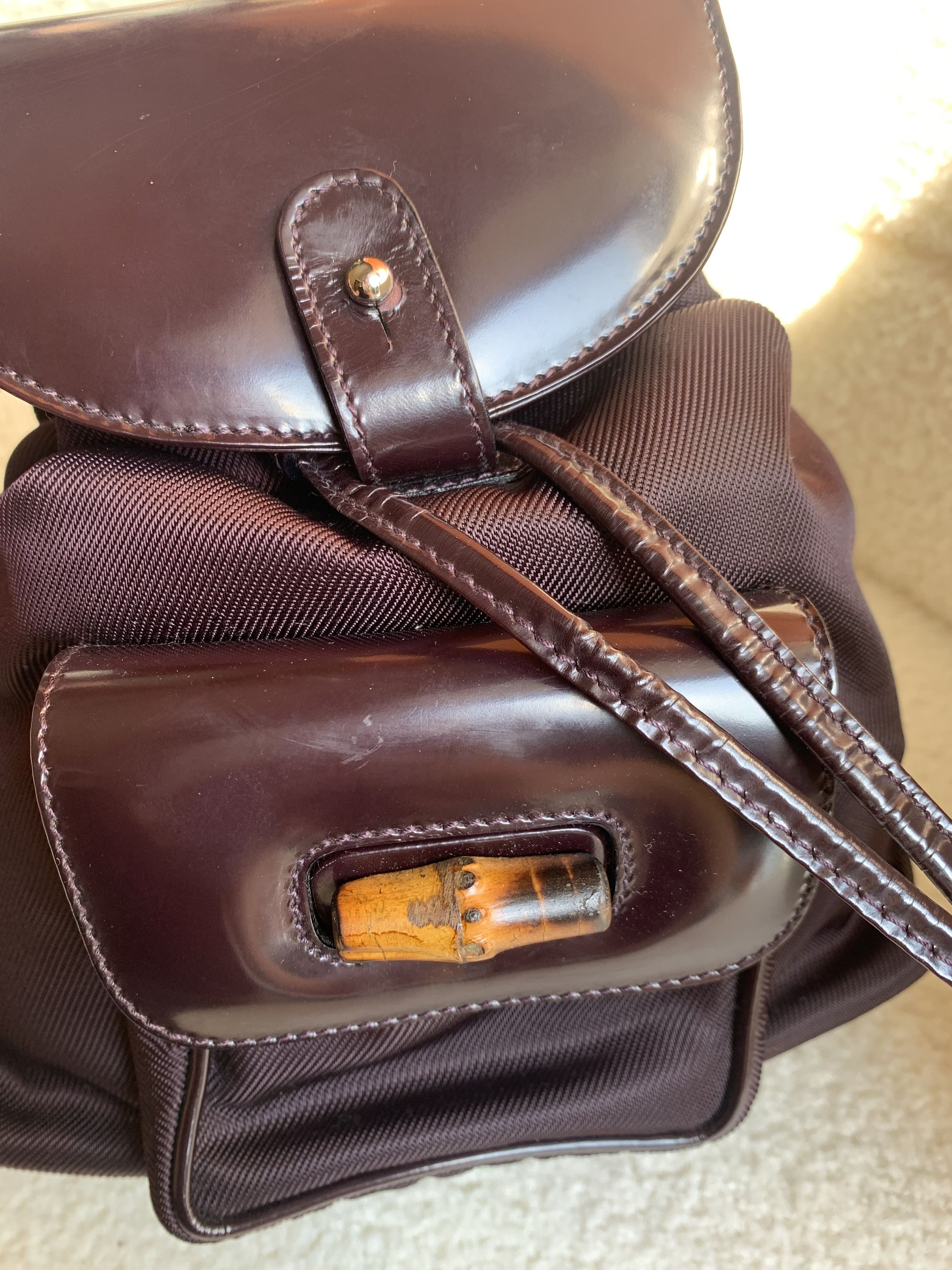 Gucci Gucci Bamboo Backpack Mini Black Canvas/Leather/Nylon Size ONE SIZE - 4 Thumbnail