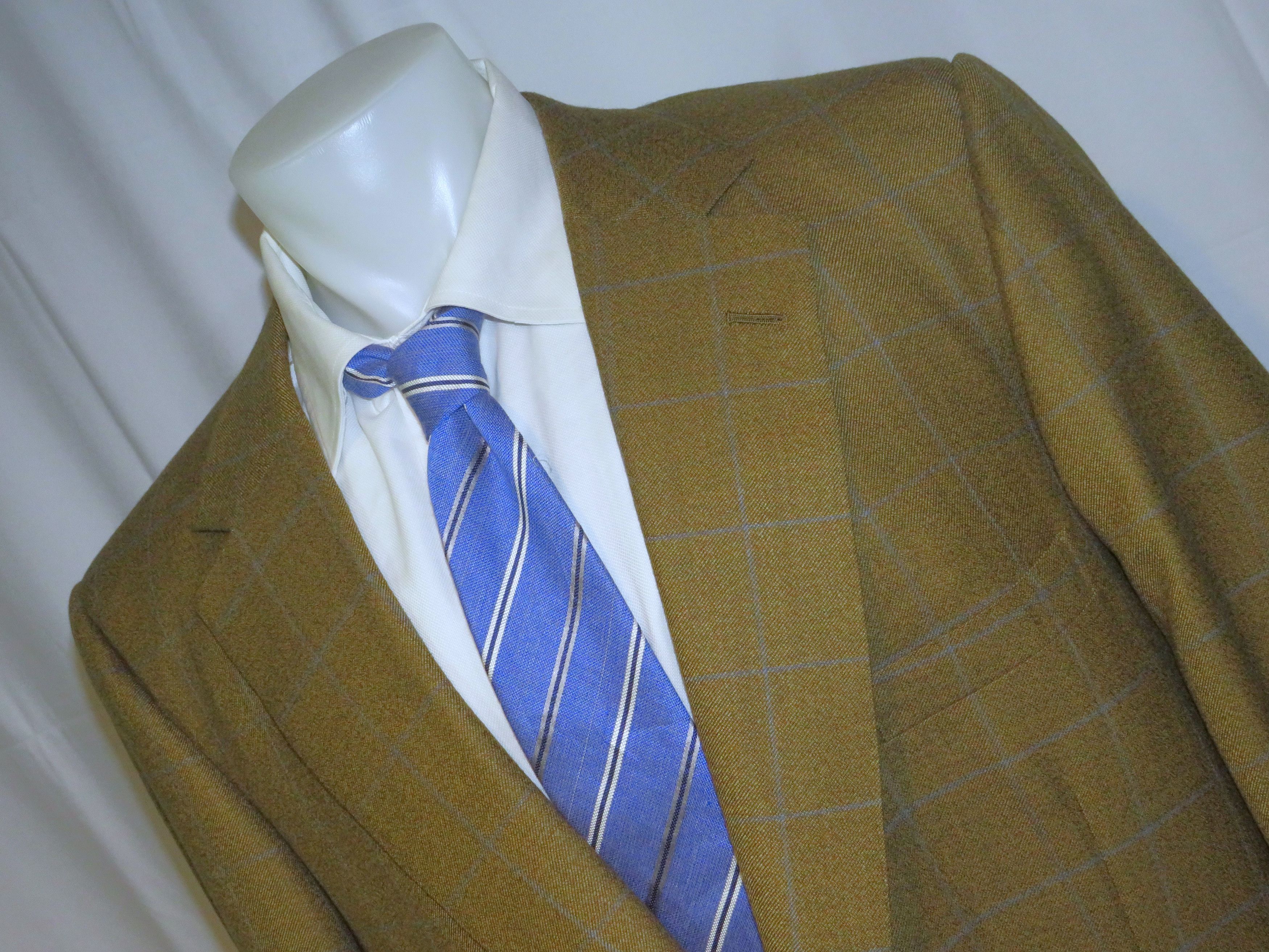 Henry Poole × Savile Row Bespoke Brown Windowpane Two Button 48XL Size 48L - 5 Thumbnail