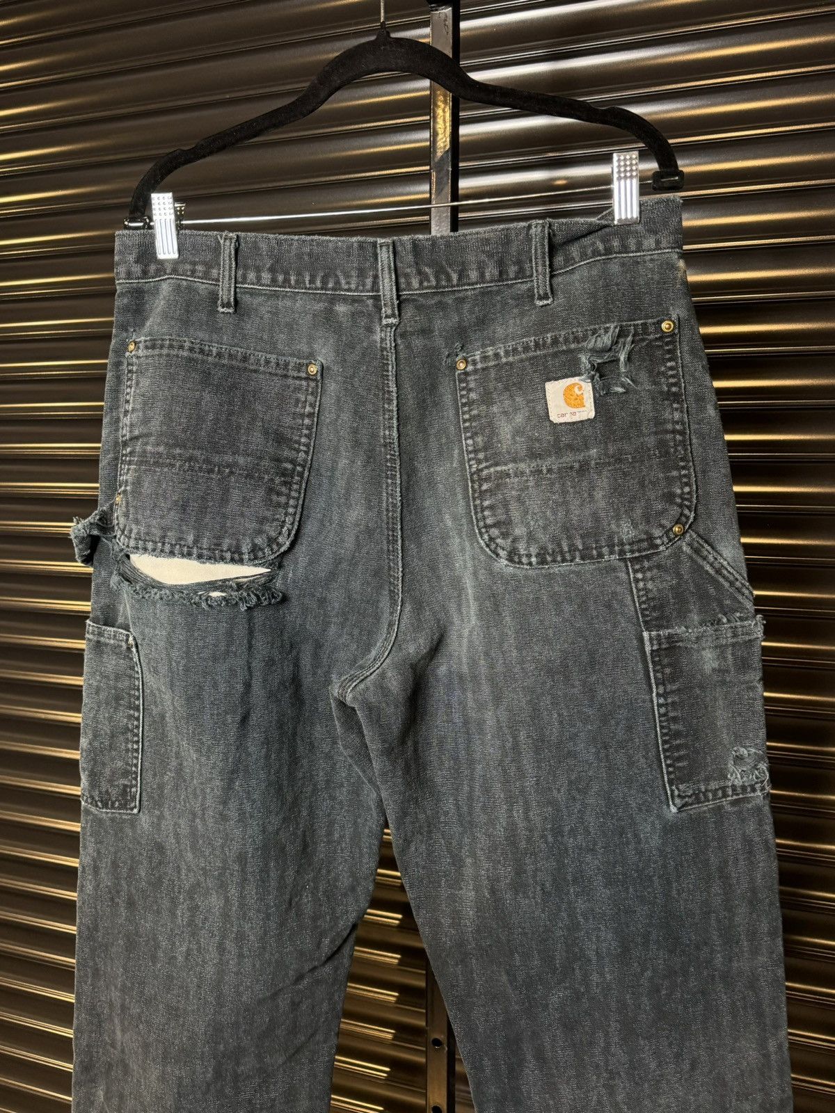 Carhartt × Vintage Vintage Carhartt Black Distressed Double Knees - 34x34 Size US 34 / EU 50 - 1 Thumbnail
